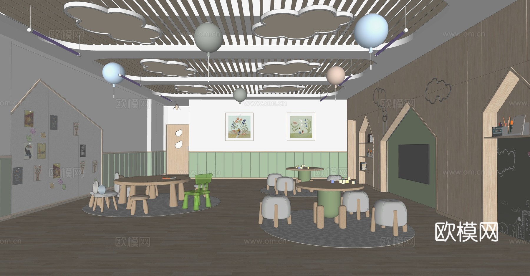 幼儿园教室  早教教室  活动室su模型