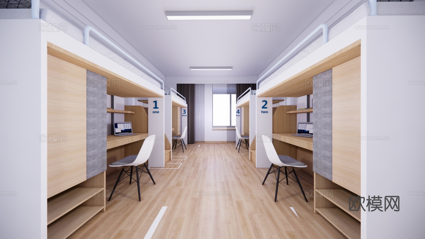 双人间 寝室 单人间 卧室 宿舍 家装 工装su模型