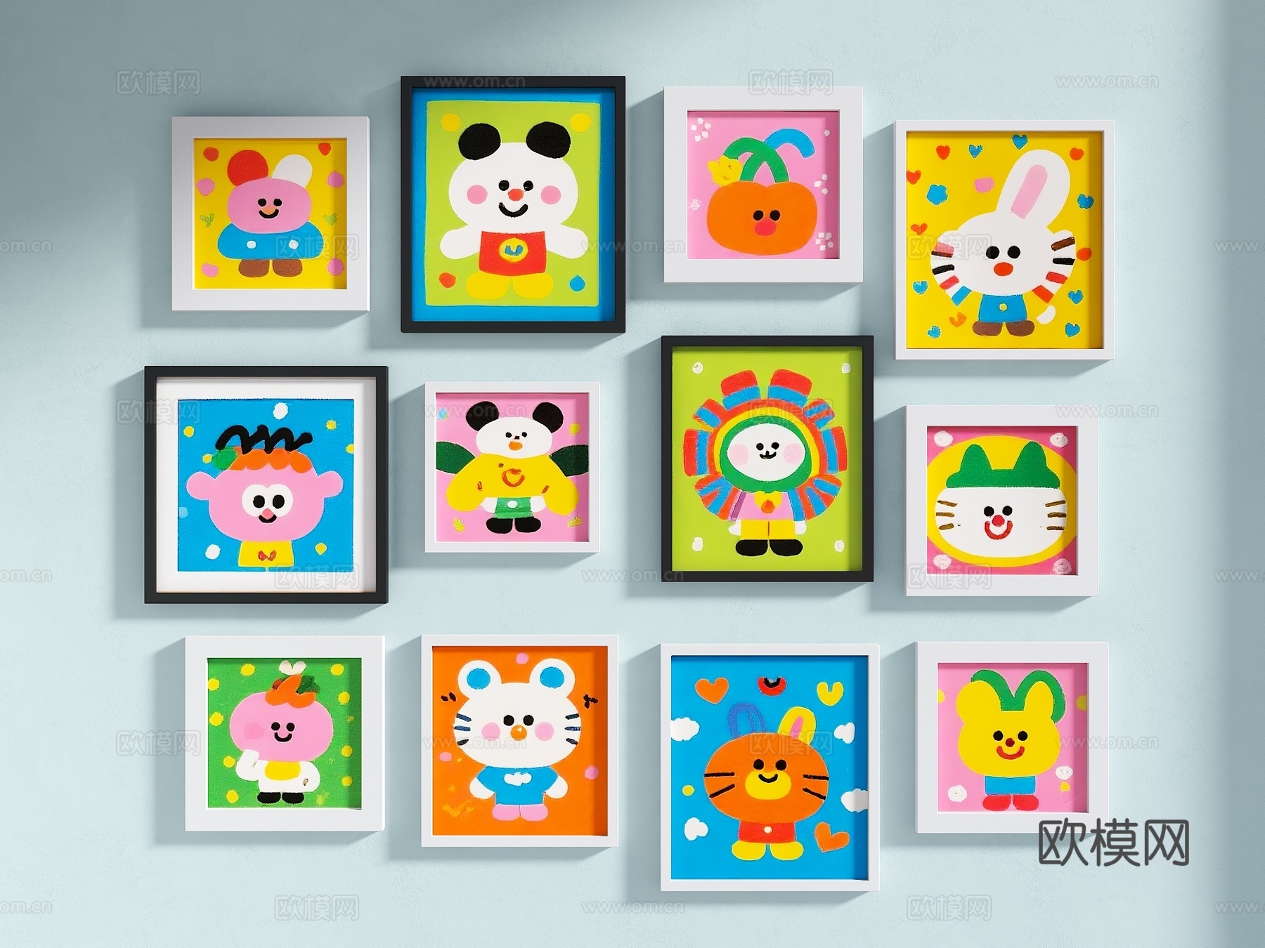 儿童挂画 卡通画 卡通装饰画 简约装饰画 艺术装饰画 抽象装su模型