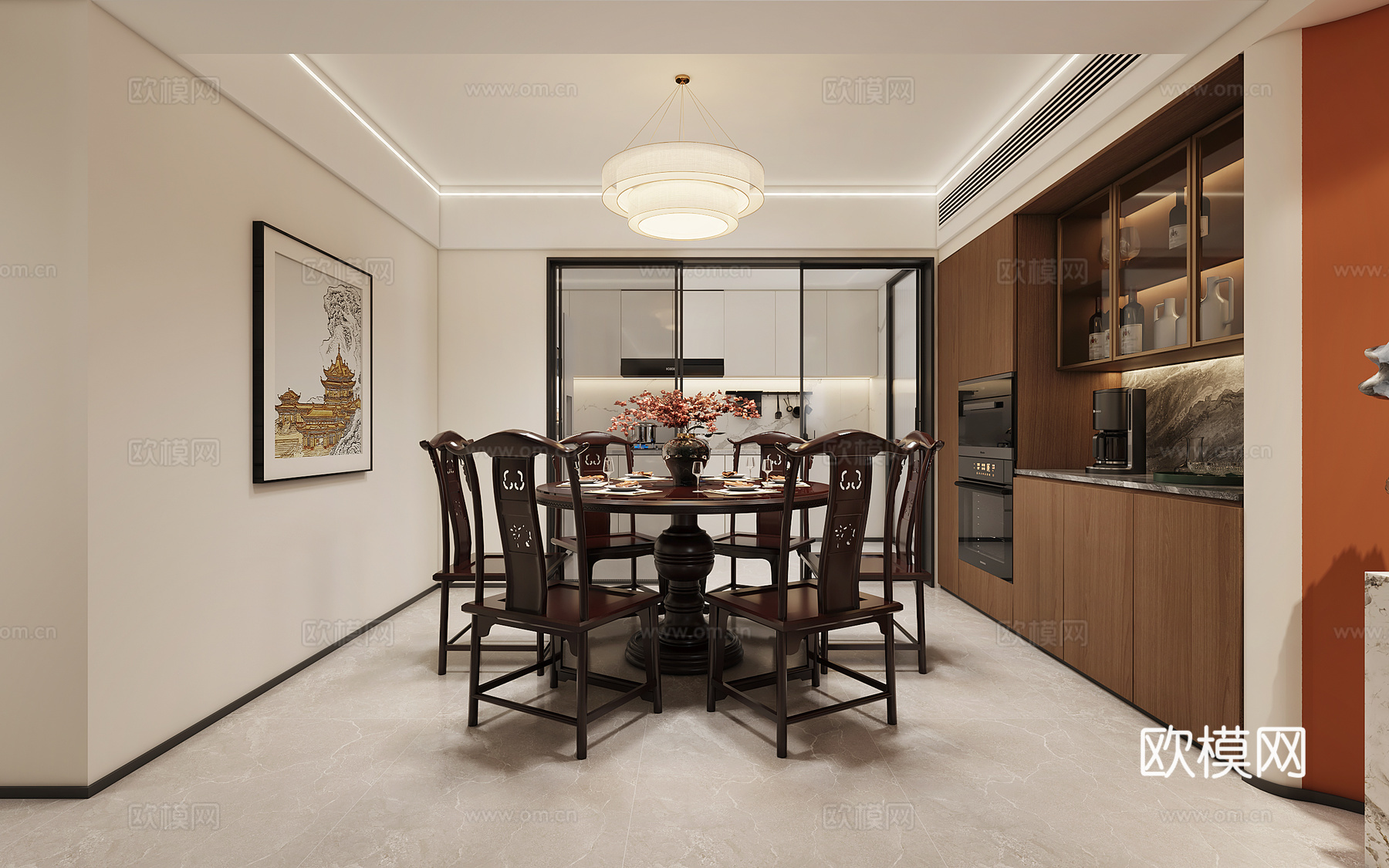 新中式餐厅  中式餐厅3d模型