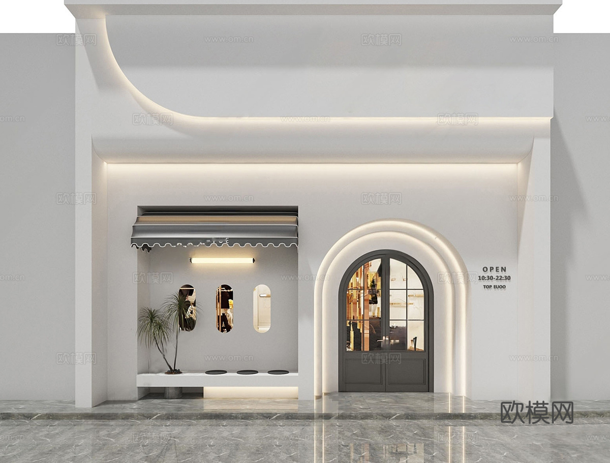 现代服装店门头门面 门头店铺su模型