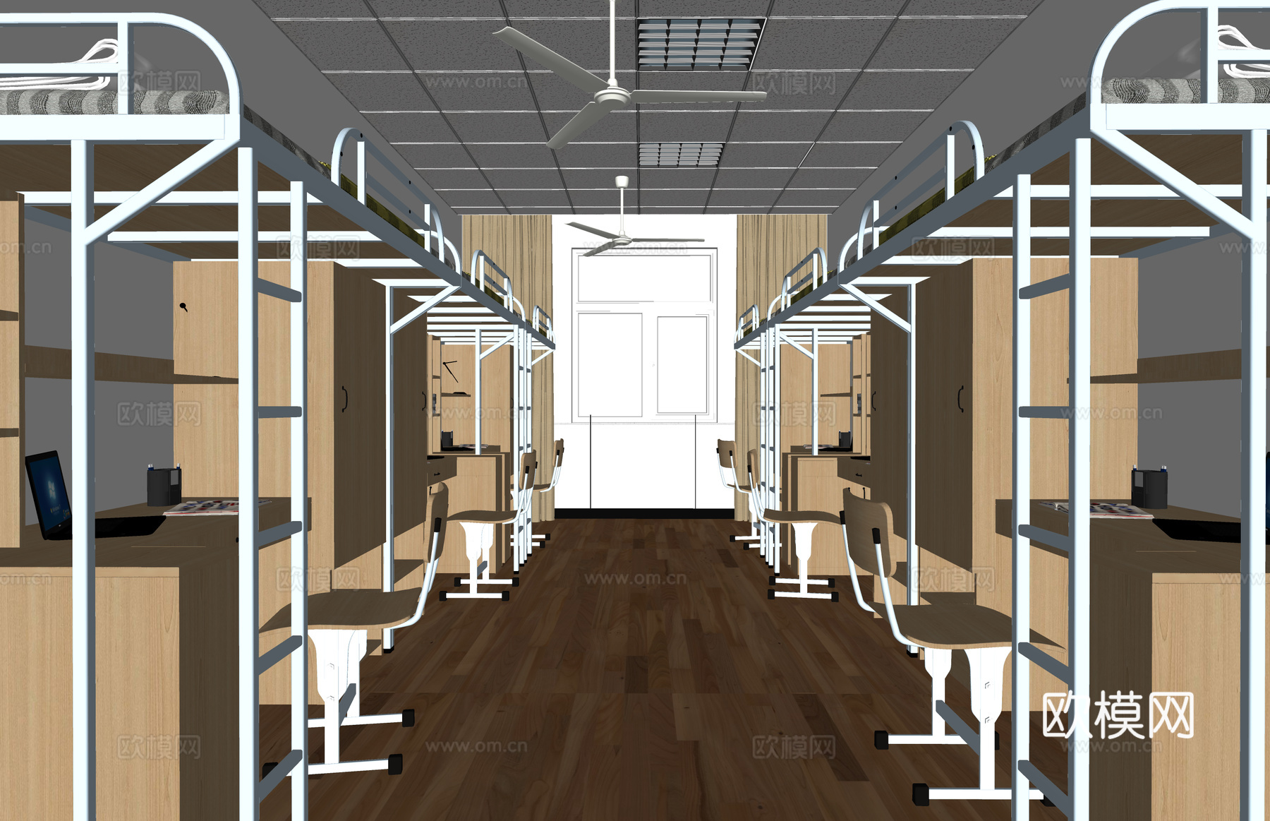 双人间 寝室 单人间 卧室 宿舍 家装 工装su模型