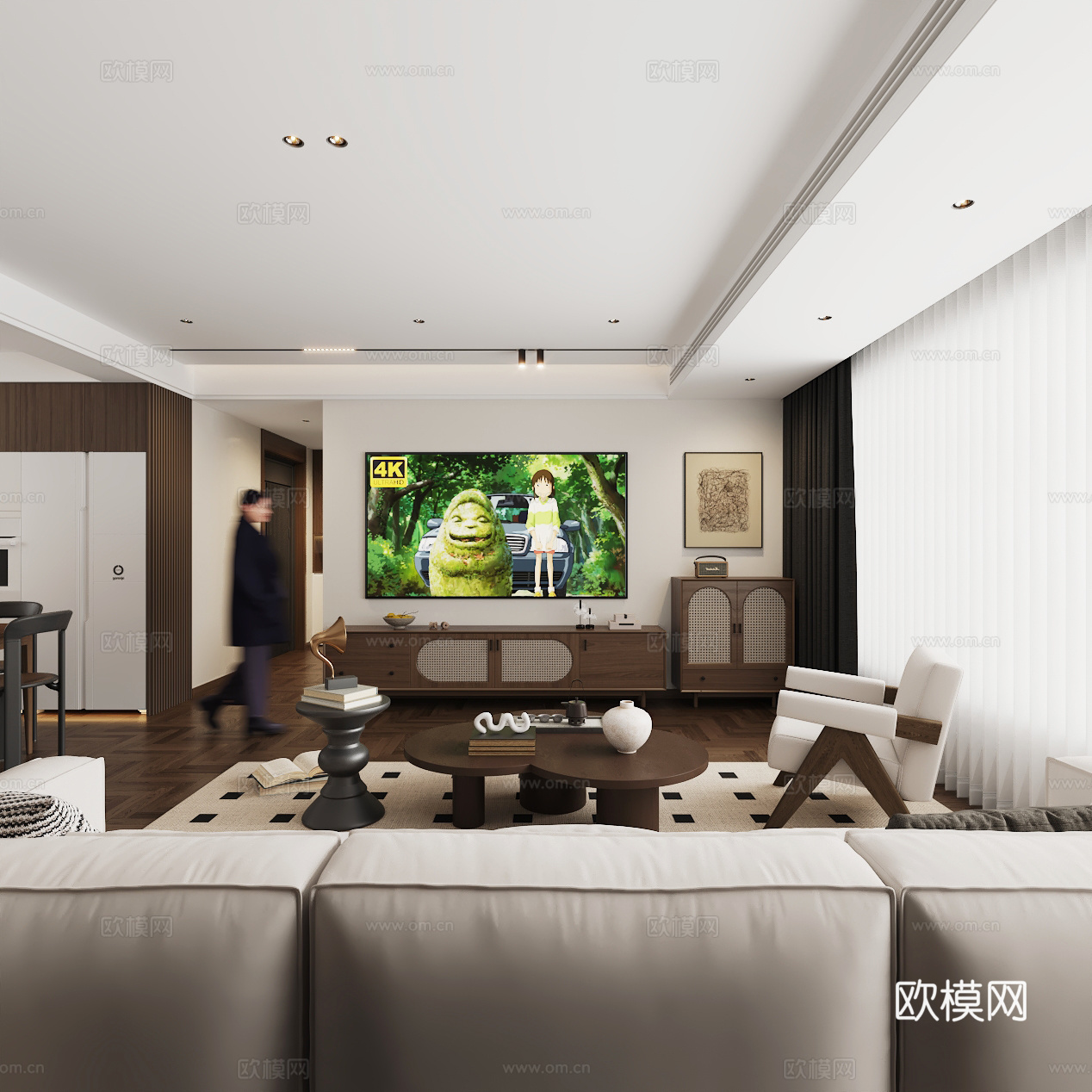 中古风客厅3d模型下载（渲染图1）