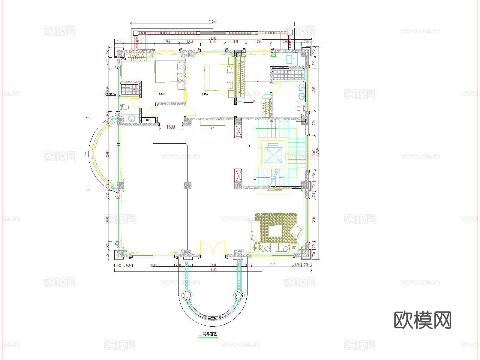 闽南风格别墅外立面平立面方案图cad施工图