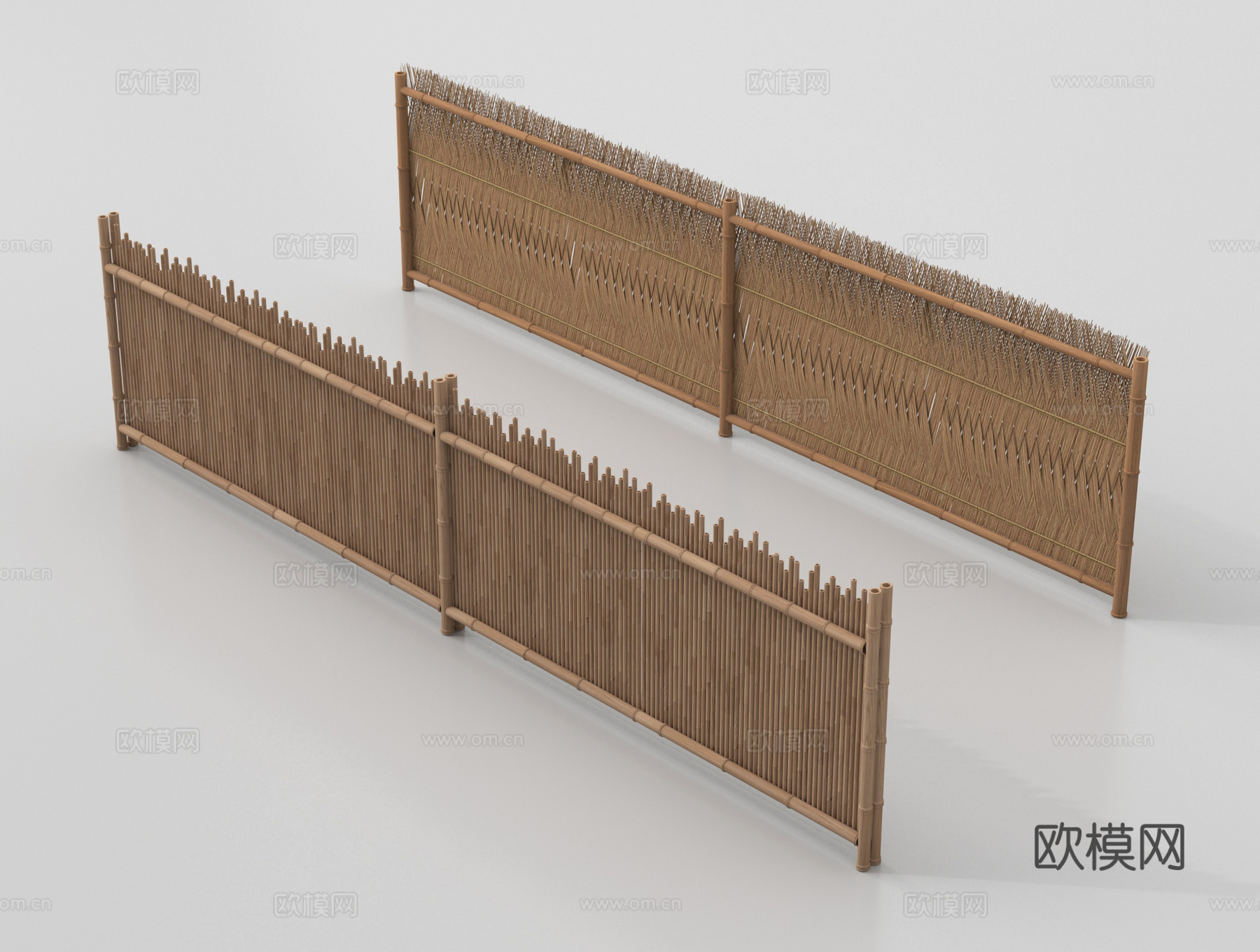 中式竹篱笆 竹子围墙 竹篱笆隔断 围栏护栏su模型