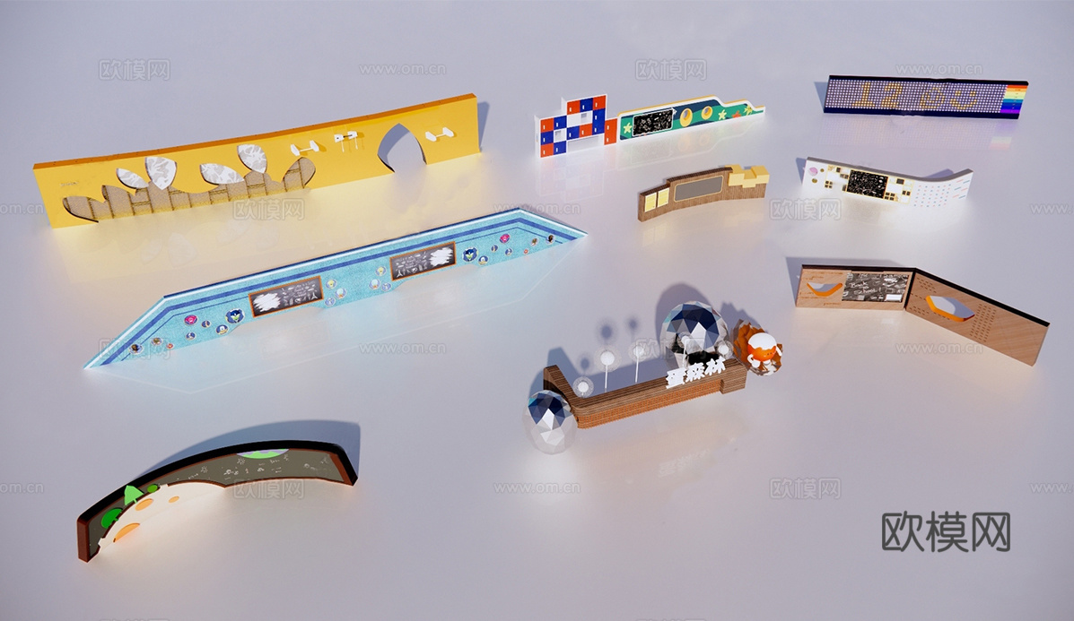 现代儿童景墙 儿童玩具墙 儿童游乐园su模型