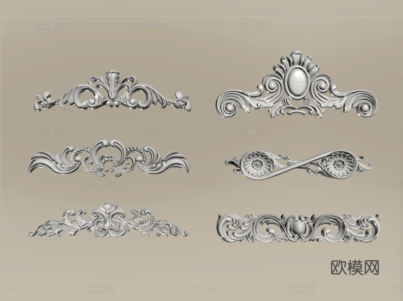 法式雕花 石膏雕花 角花 石膏构件su模型