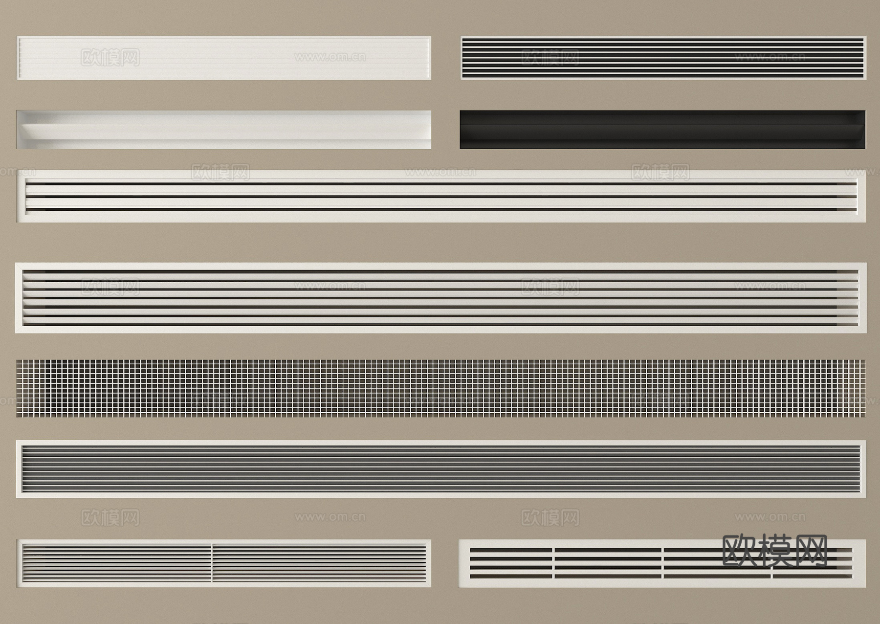 现代空调出风口 中央空调出风口 极窄出风口su模型