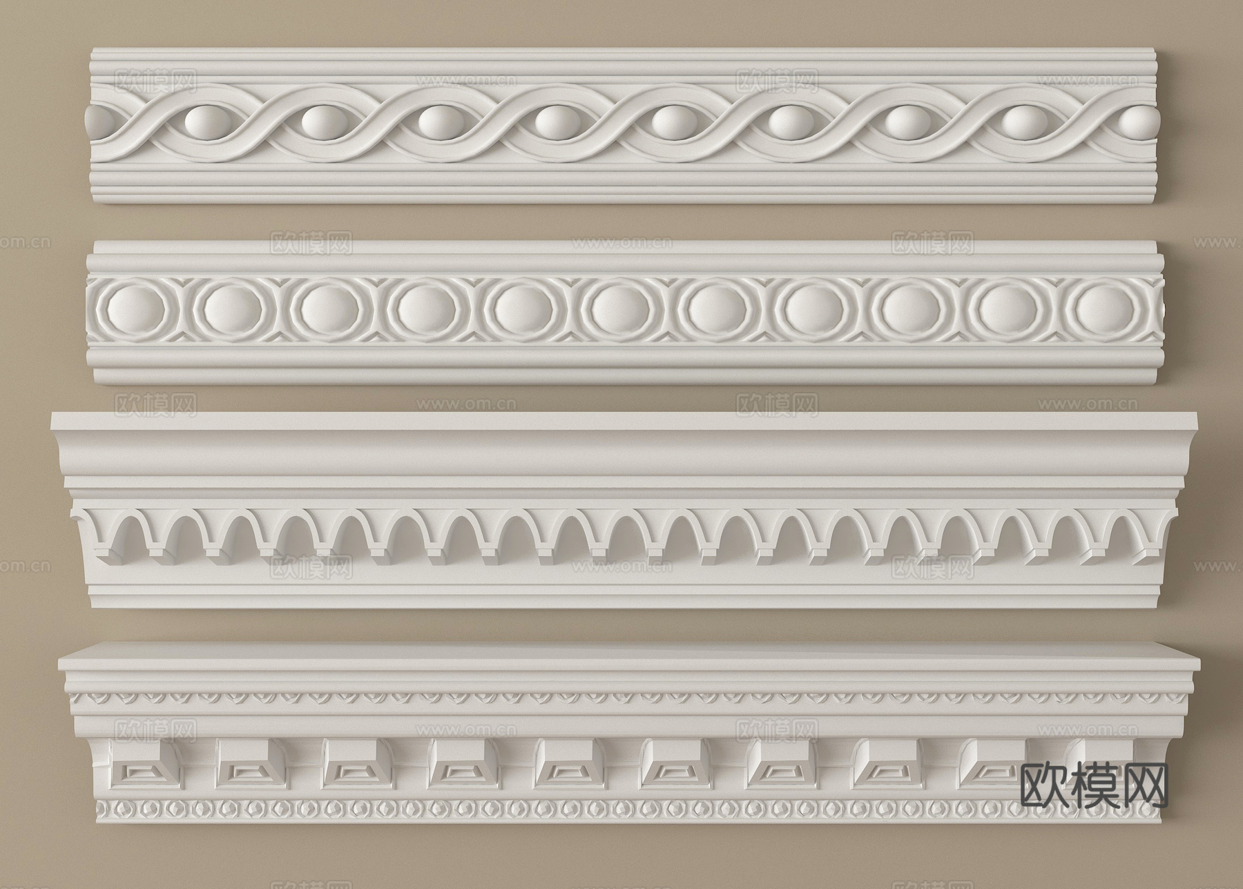 法式石膏线 石膏线条3d模型下载