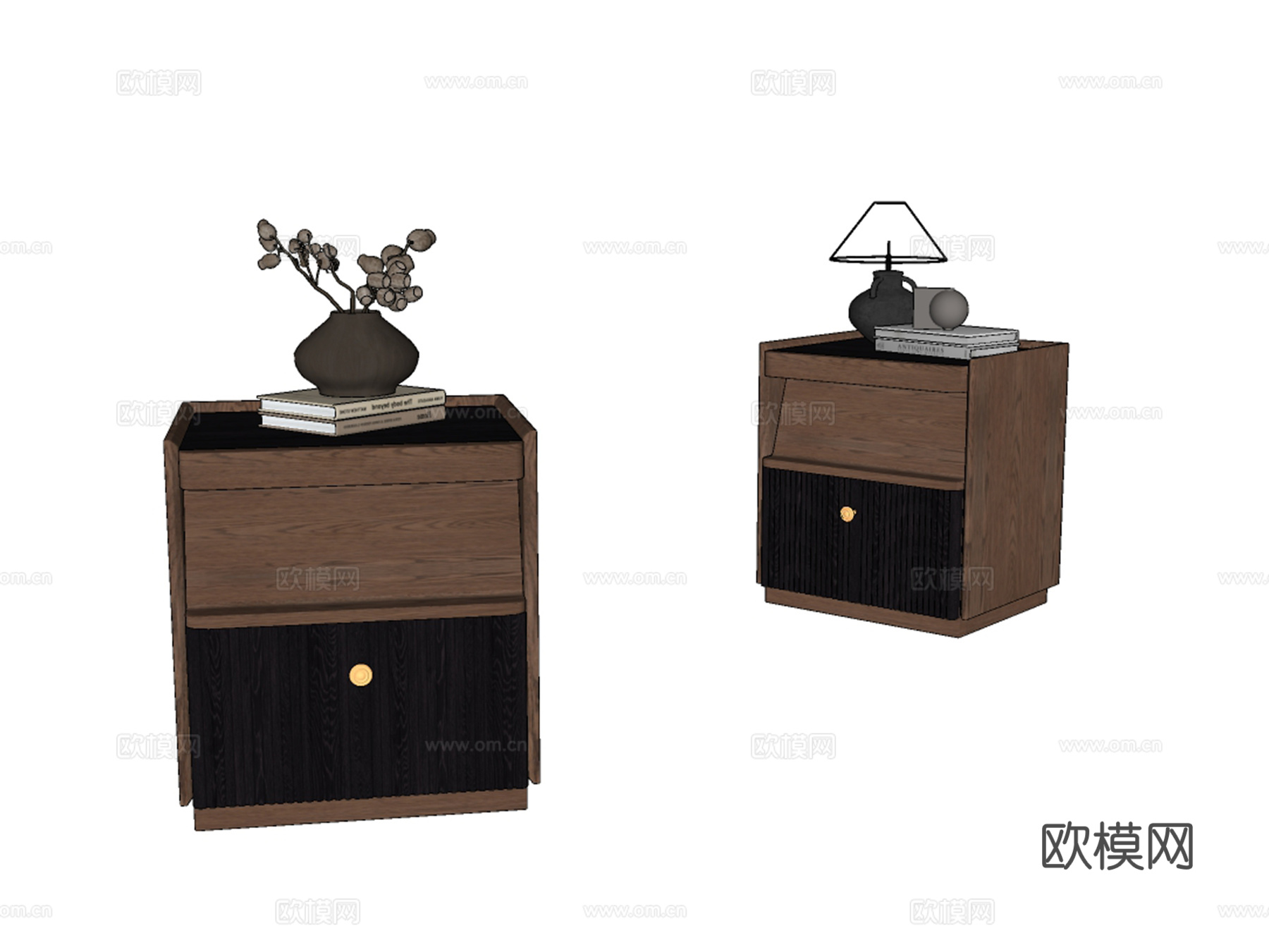 中古风床头柜su模型