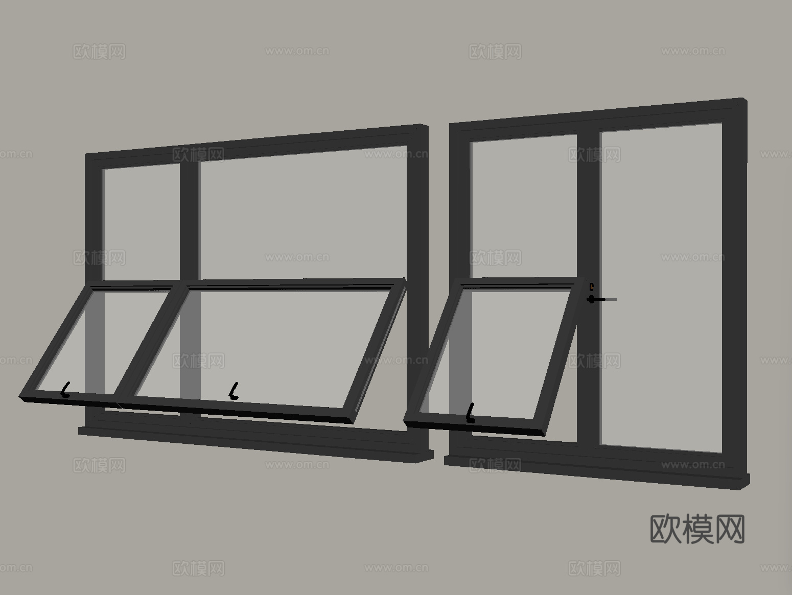 现代上下折叠窗su模型