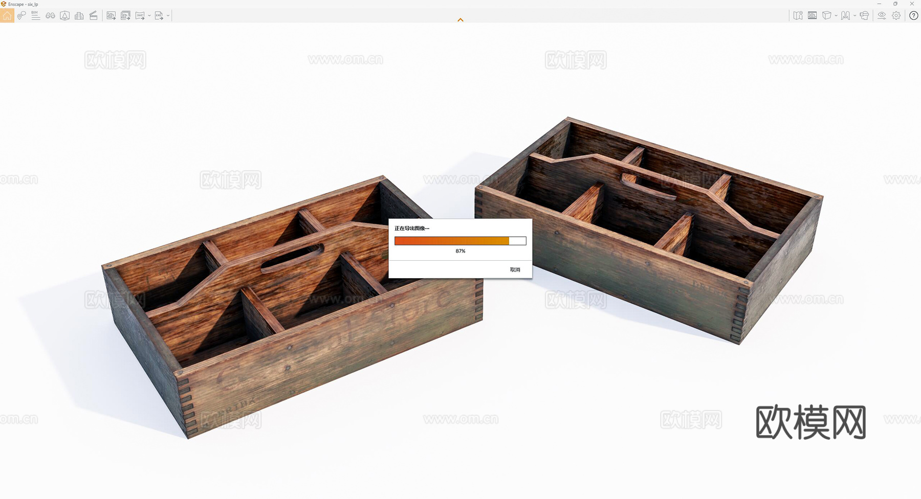 现代旧木格盒su模型