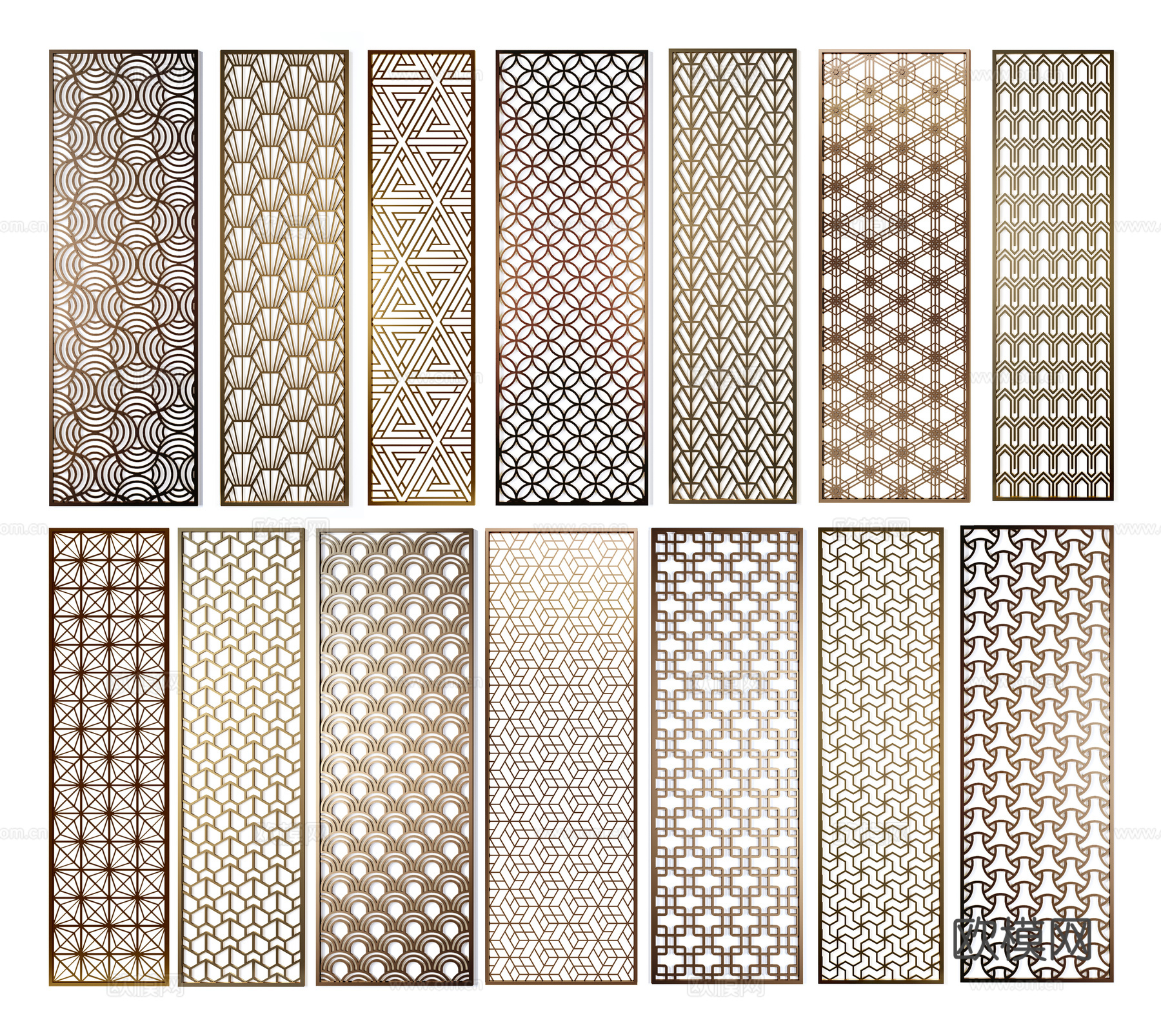 现代金属屏风隔断组合3d模型下载
