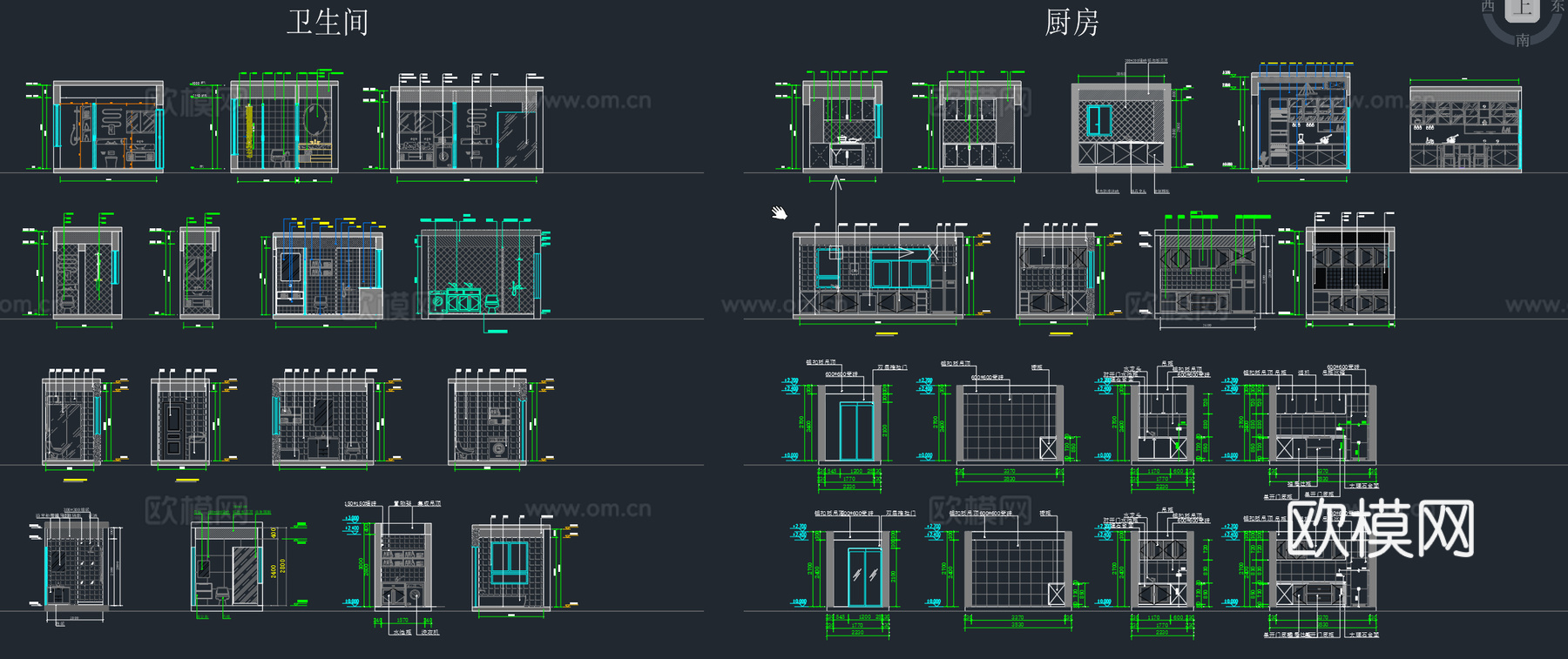 厨房立面图卫生间立面图厨卫立面图厨房卫浴立面图素材库cad施工图下载（渲染图1）