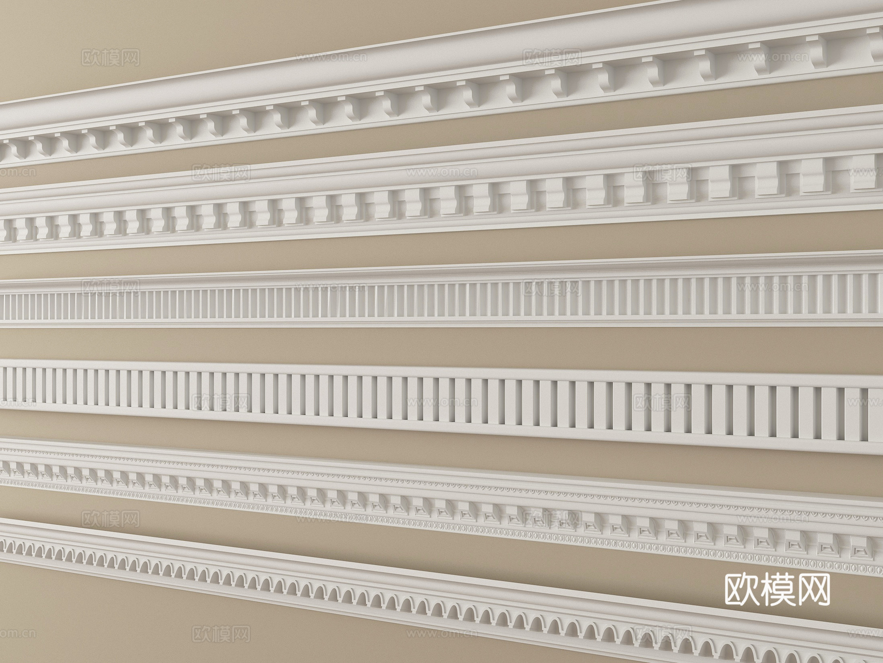 简欧石膏线 石膏构件 线条su模型