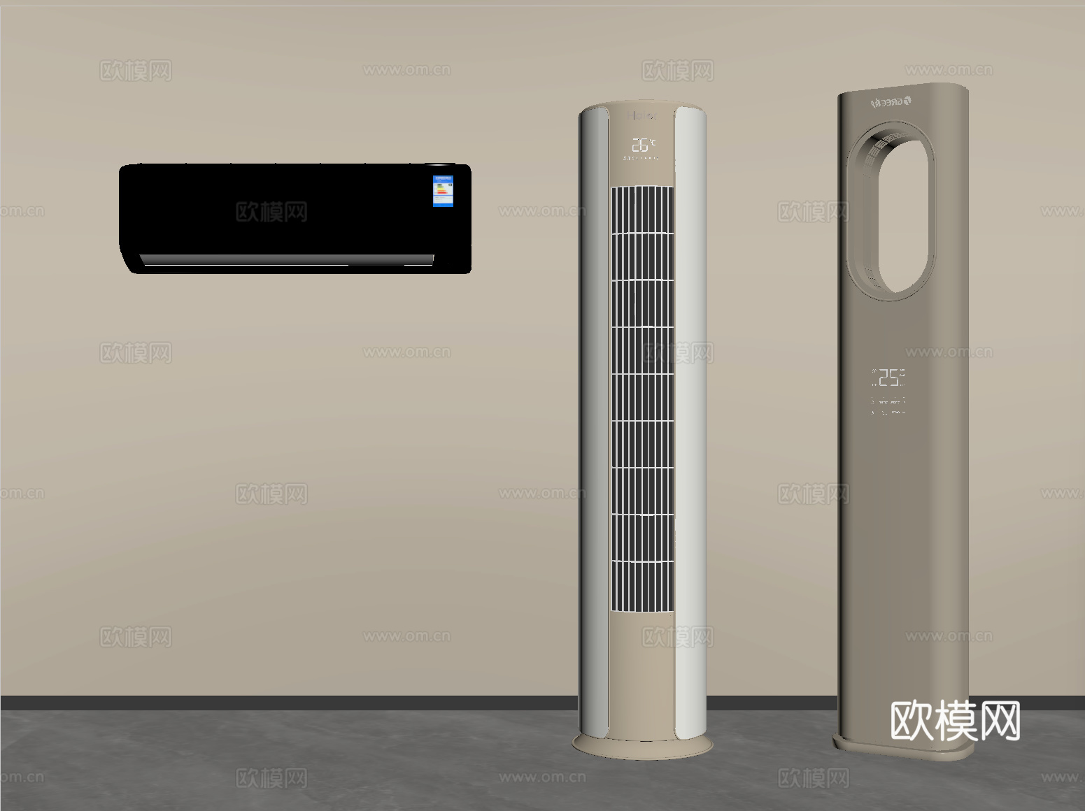 现代空调 壁挂式空调 立式空调su模型