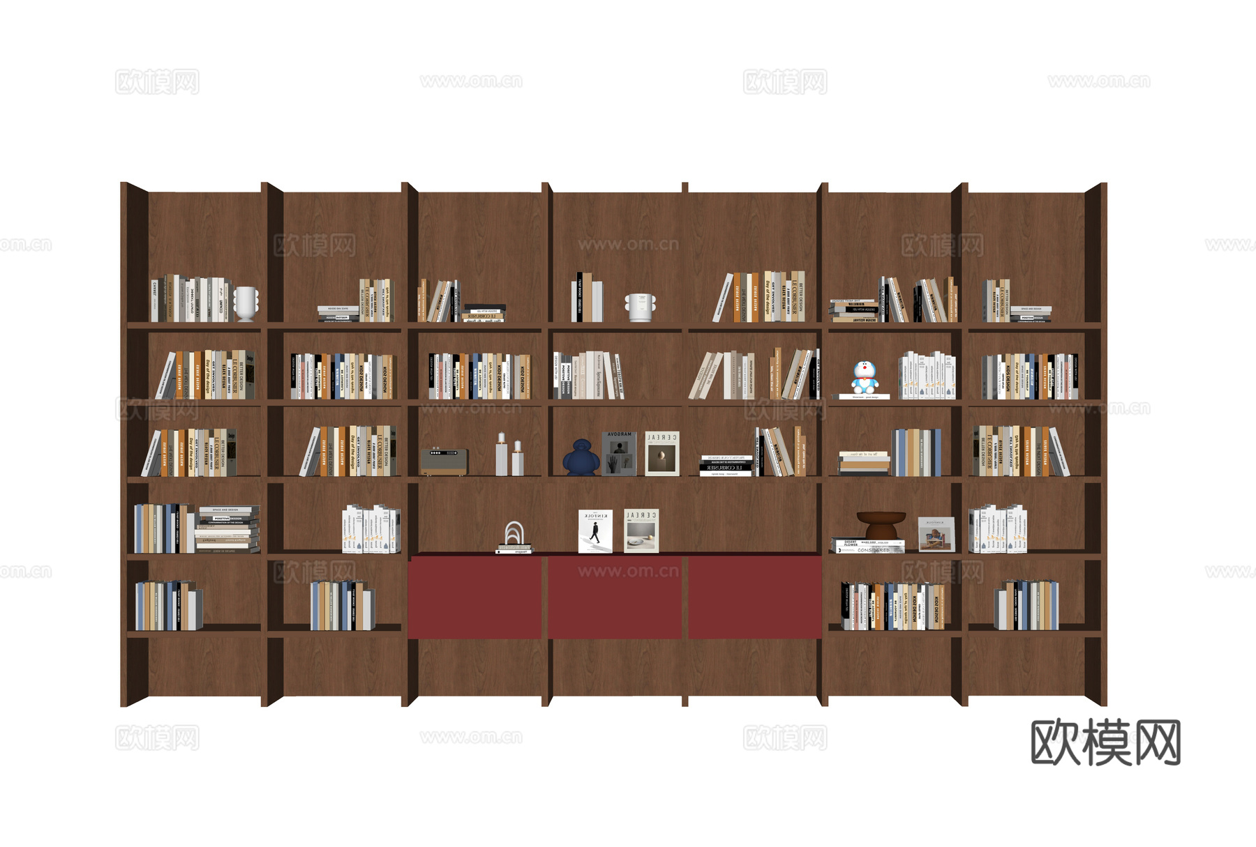 现代书柜 书籍摆件su模型