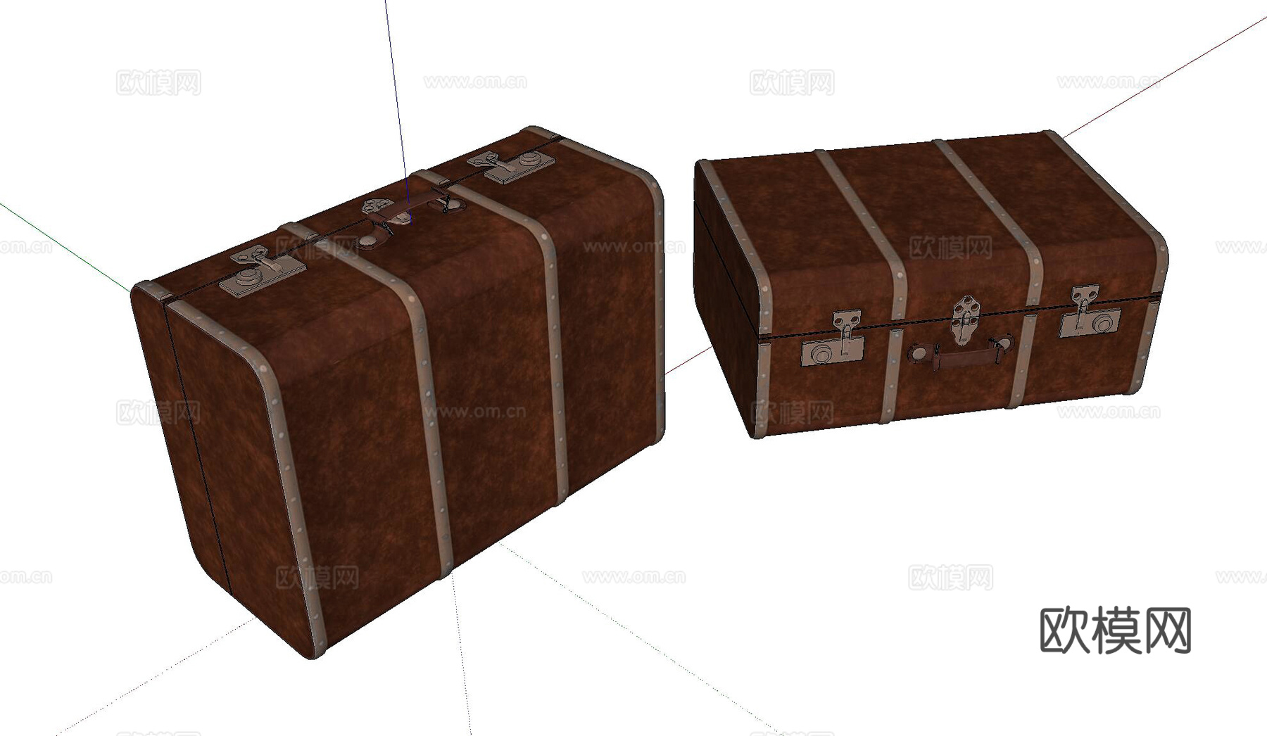 现代旧皮箱su模型