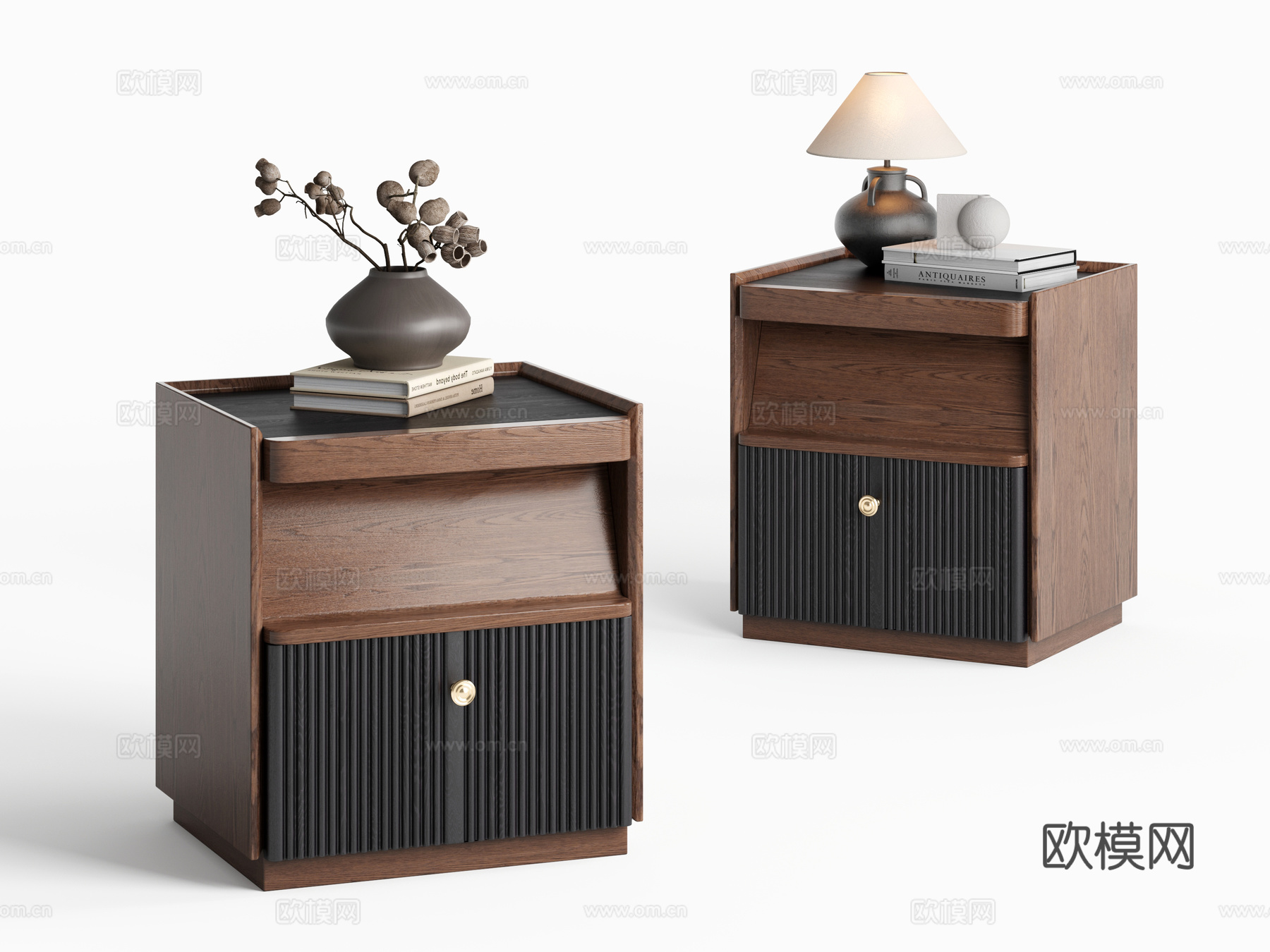 中古风床头柜su模型