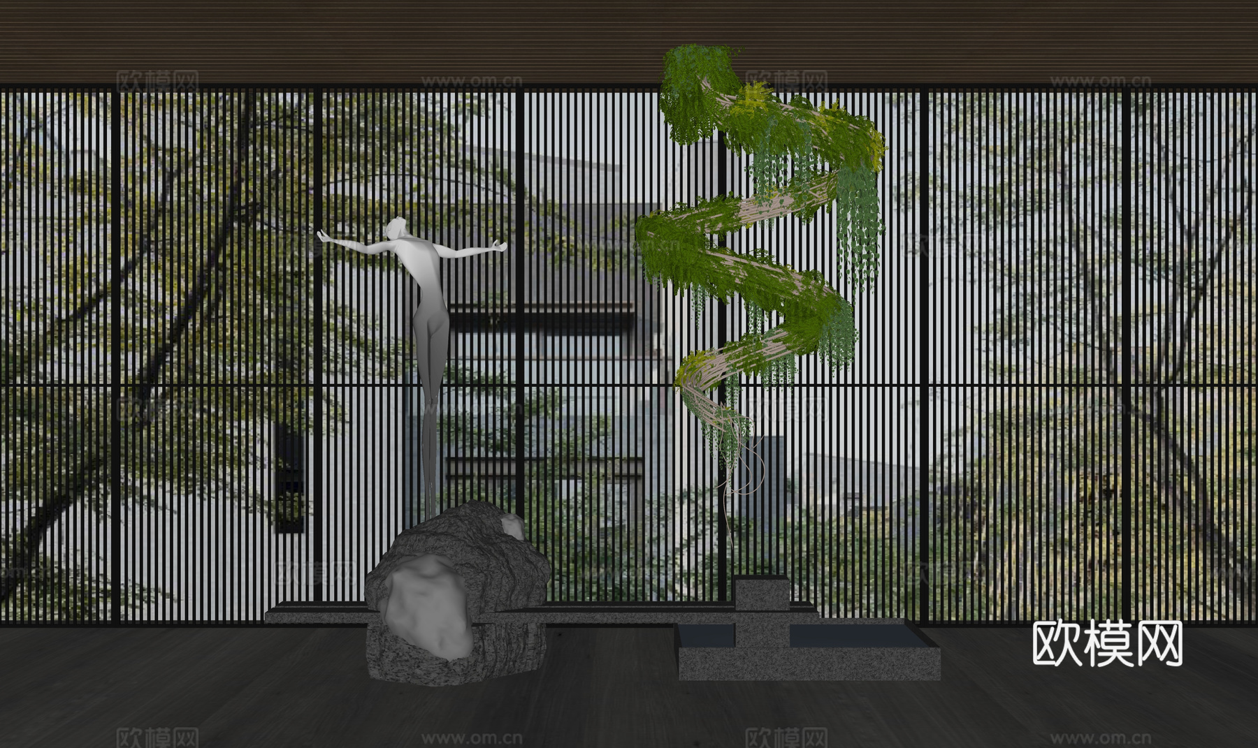 微景观 造景 小品 绿化 花镜 组团su模型