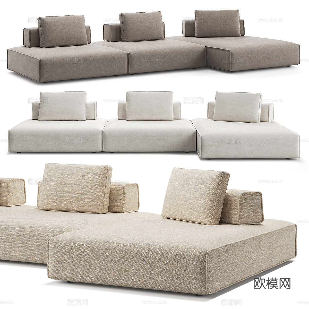 现代简约双人沙发 双人沙发 简约沙发 客厅沙发 抱枕3d模型下载