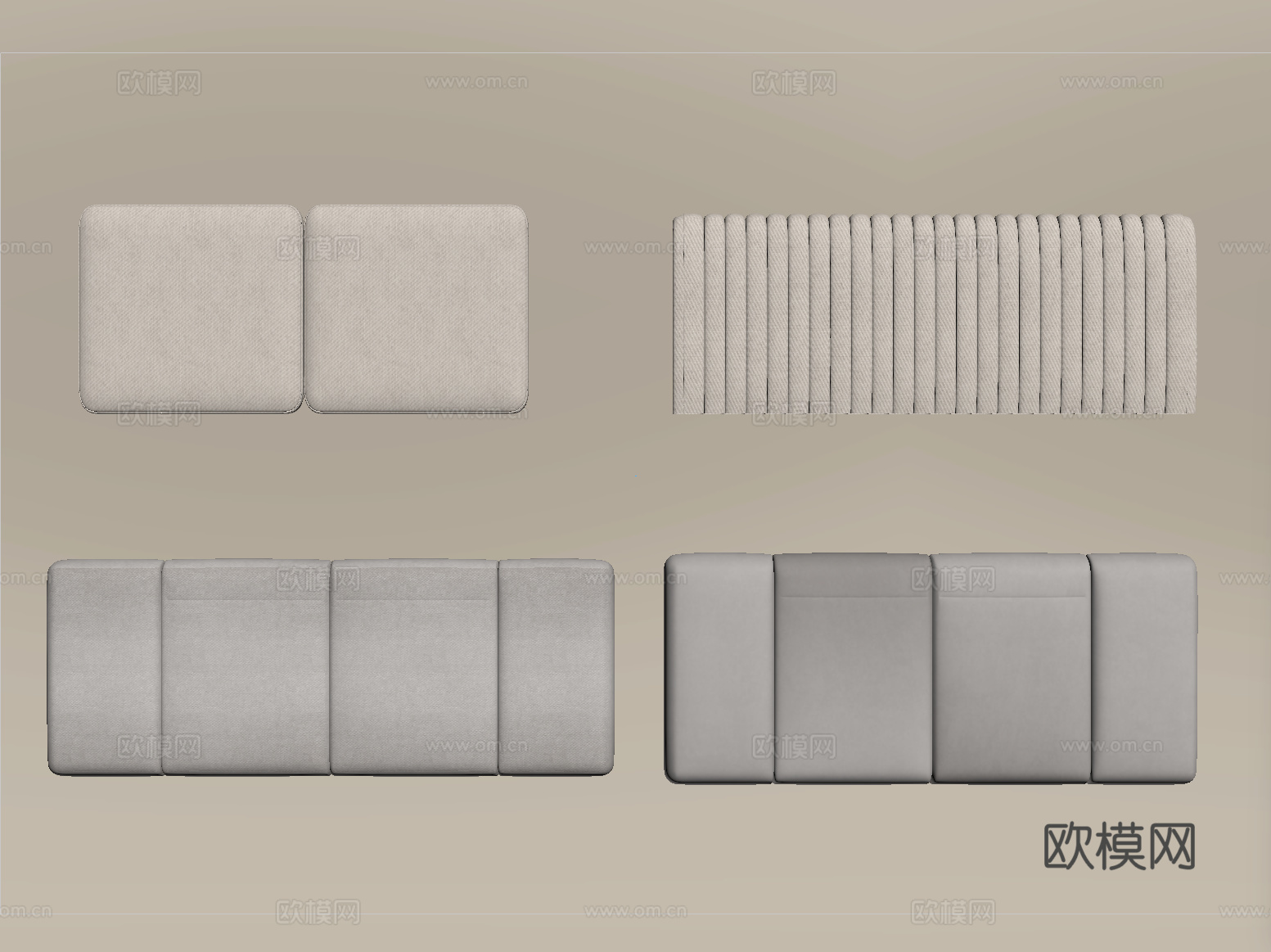 现代床靠背 床品 床头su模型