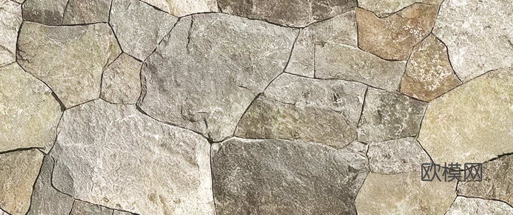 复古侘寂石墙_浅色无缝自然石墙_毛石_石挡墙_文化石贴图