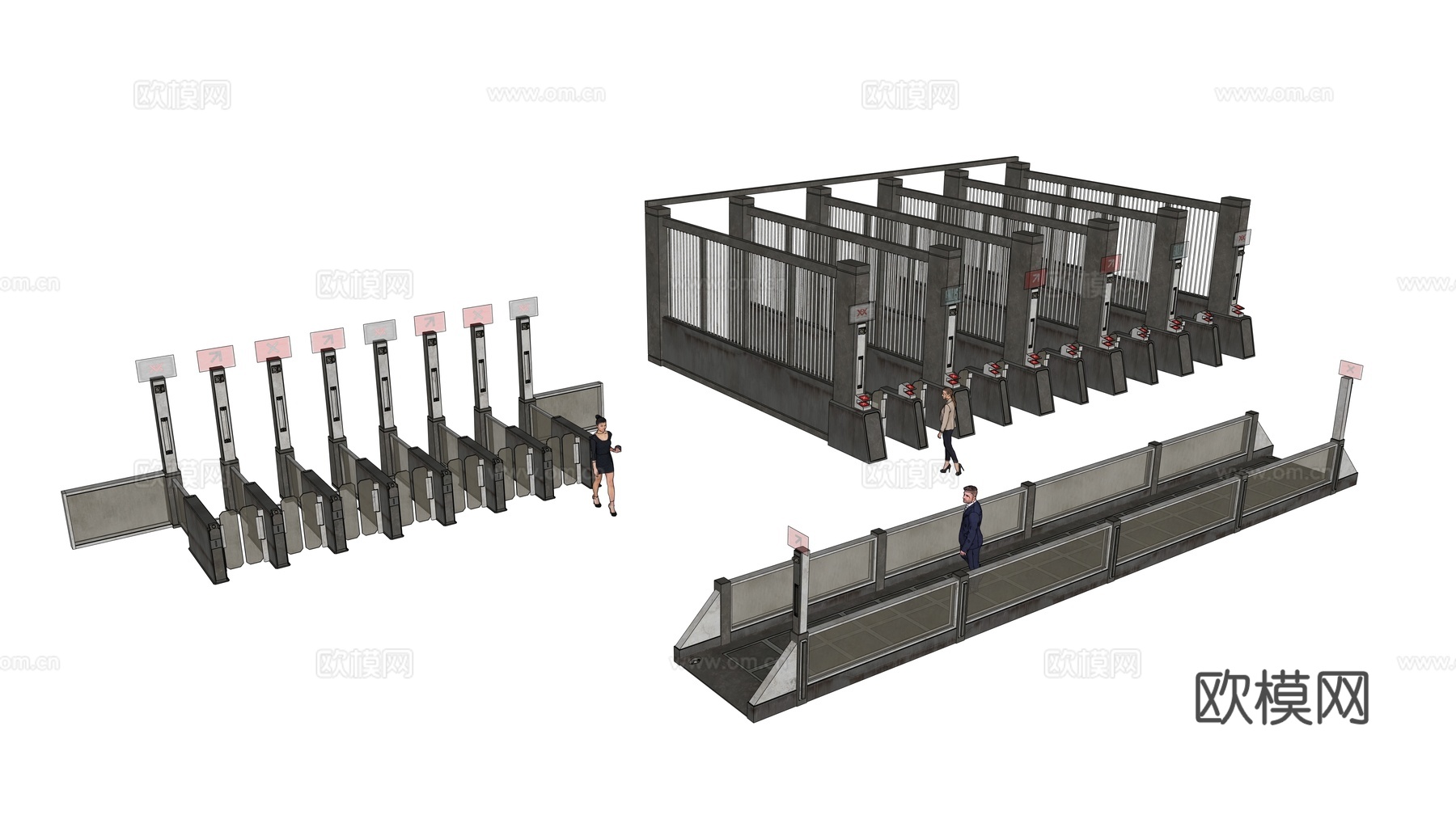 科幻地铁闸机 赛博朋克地铁闸机 未来城市地铁闸机su模型
