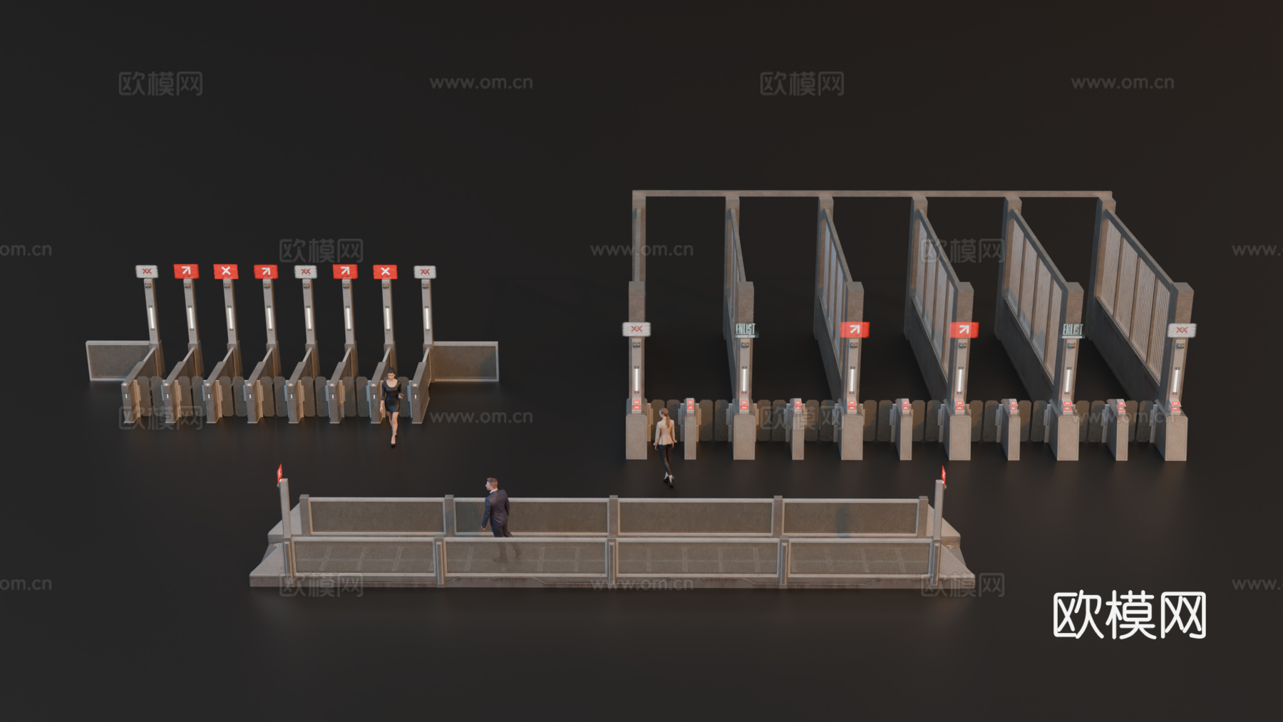 科幻地铁闸机 赛博朋克地铁闸机 未来城市地铁闸机su模型