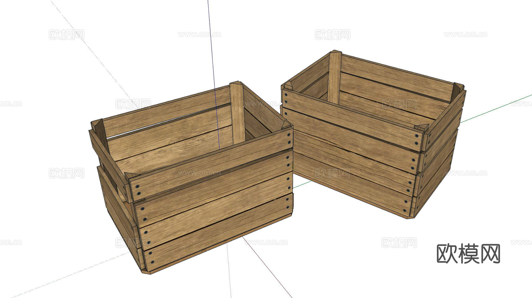 现代旧木格箱su模型