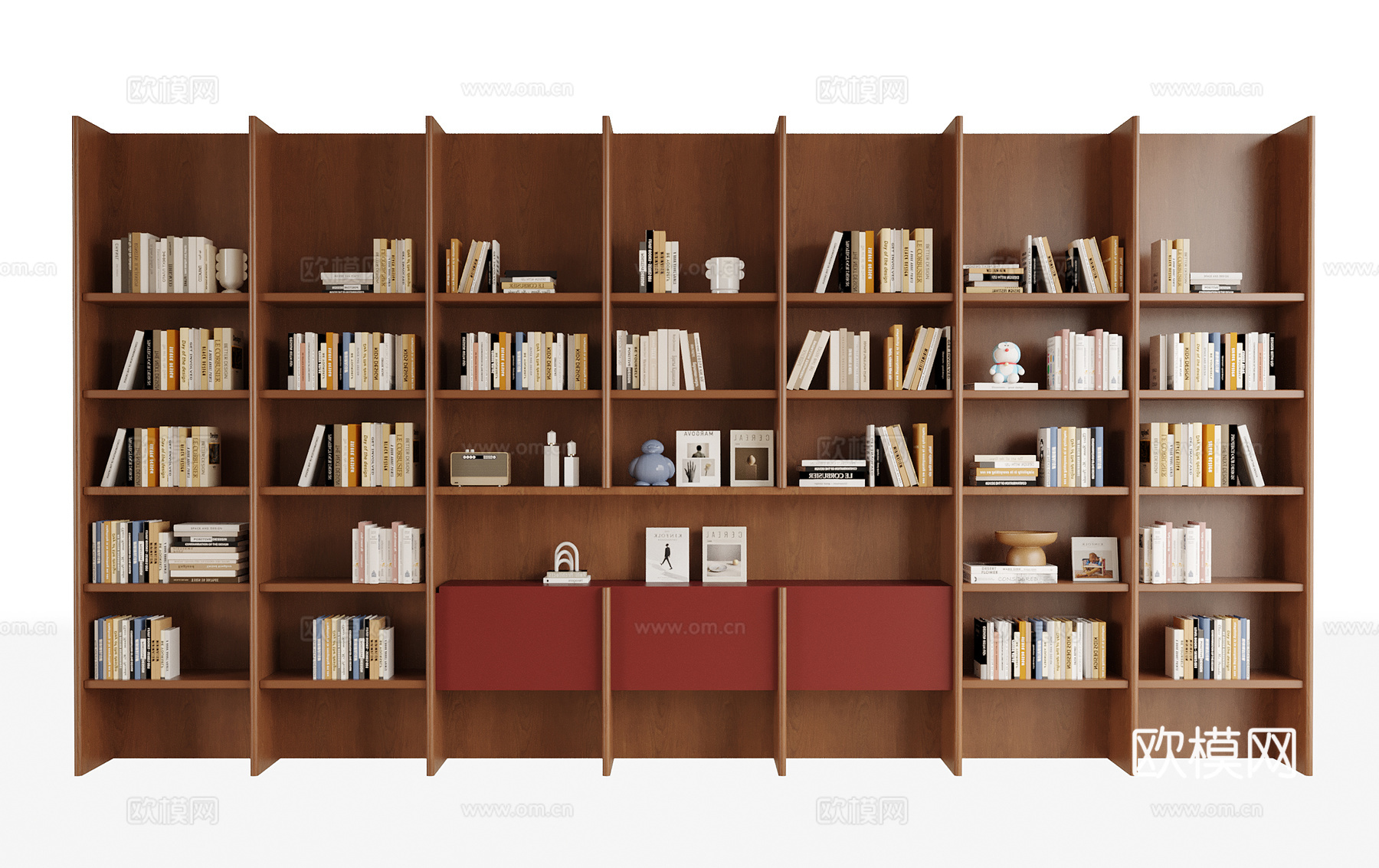 现代书柜 书籍摆件su模型