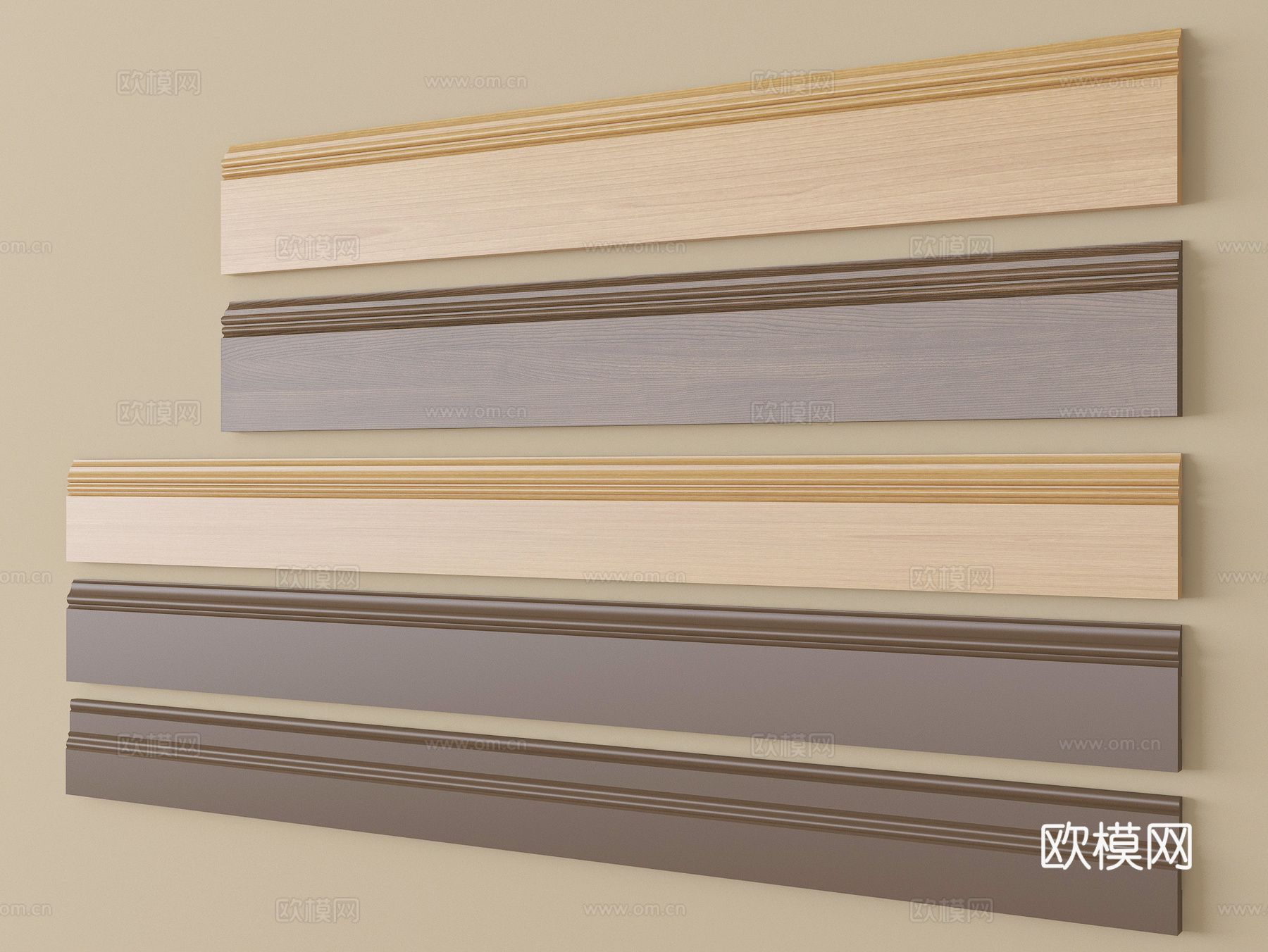 现代踢脚线 实木地脚线su模型