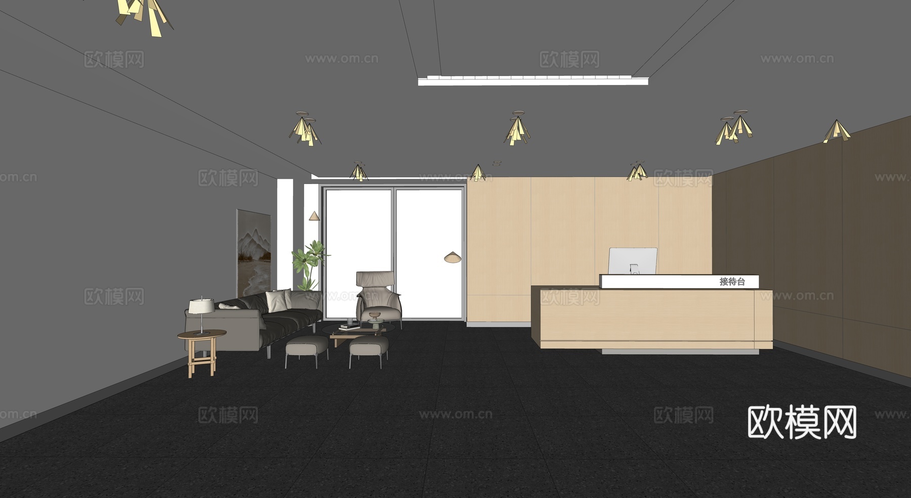 现代休息区_会客室_商场休息区_休息区su模型