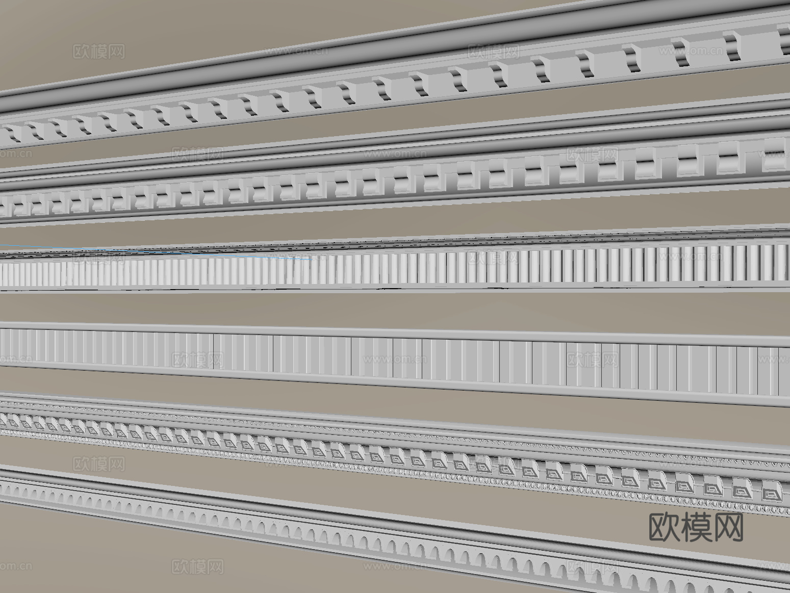 简欧石膏线 石膏构件 线条su模型