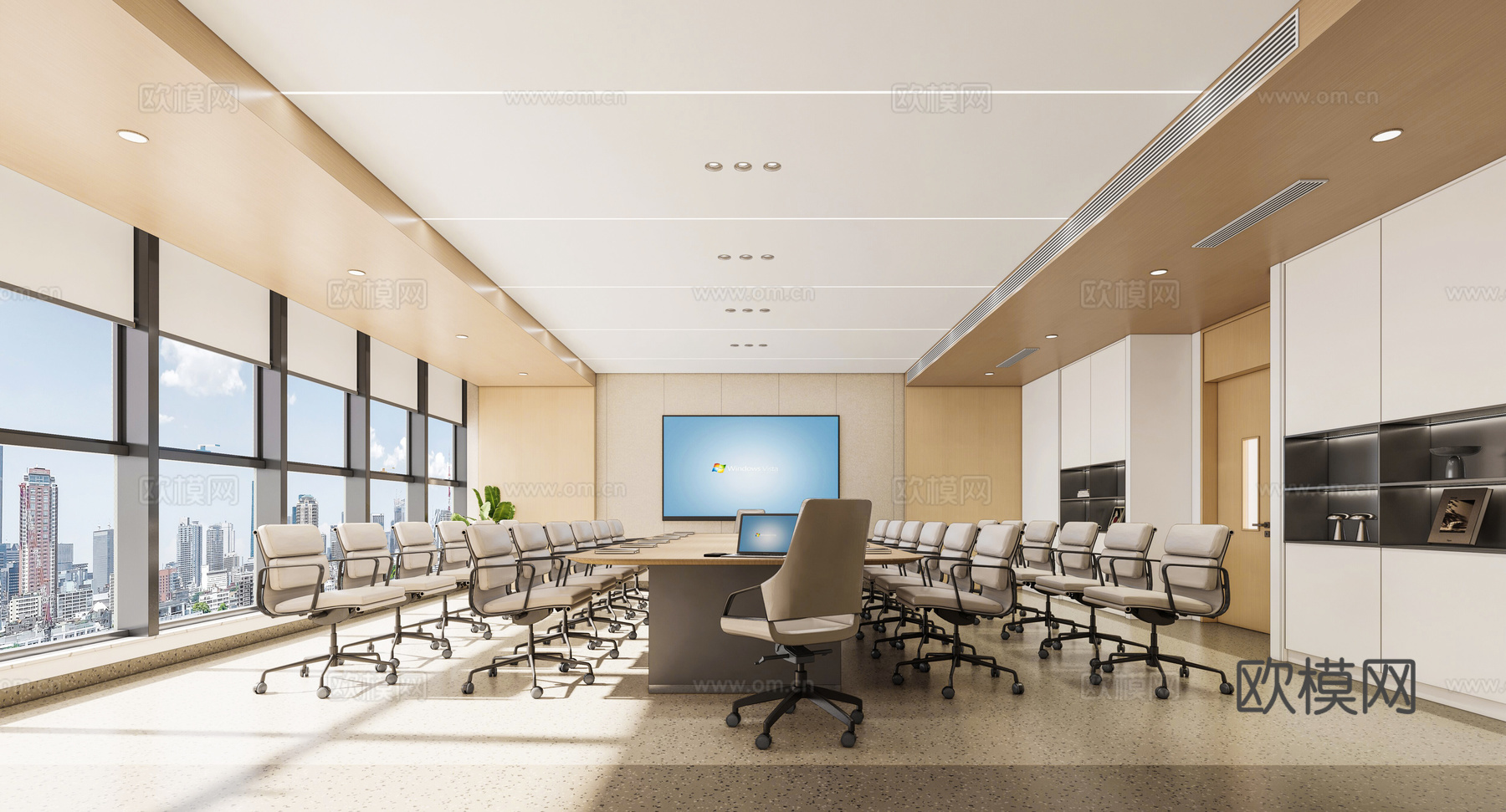 现代会议室  会议室  会议室桌椅su模型