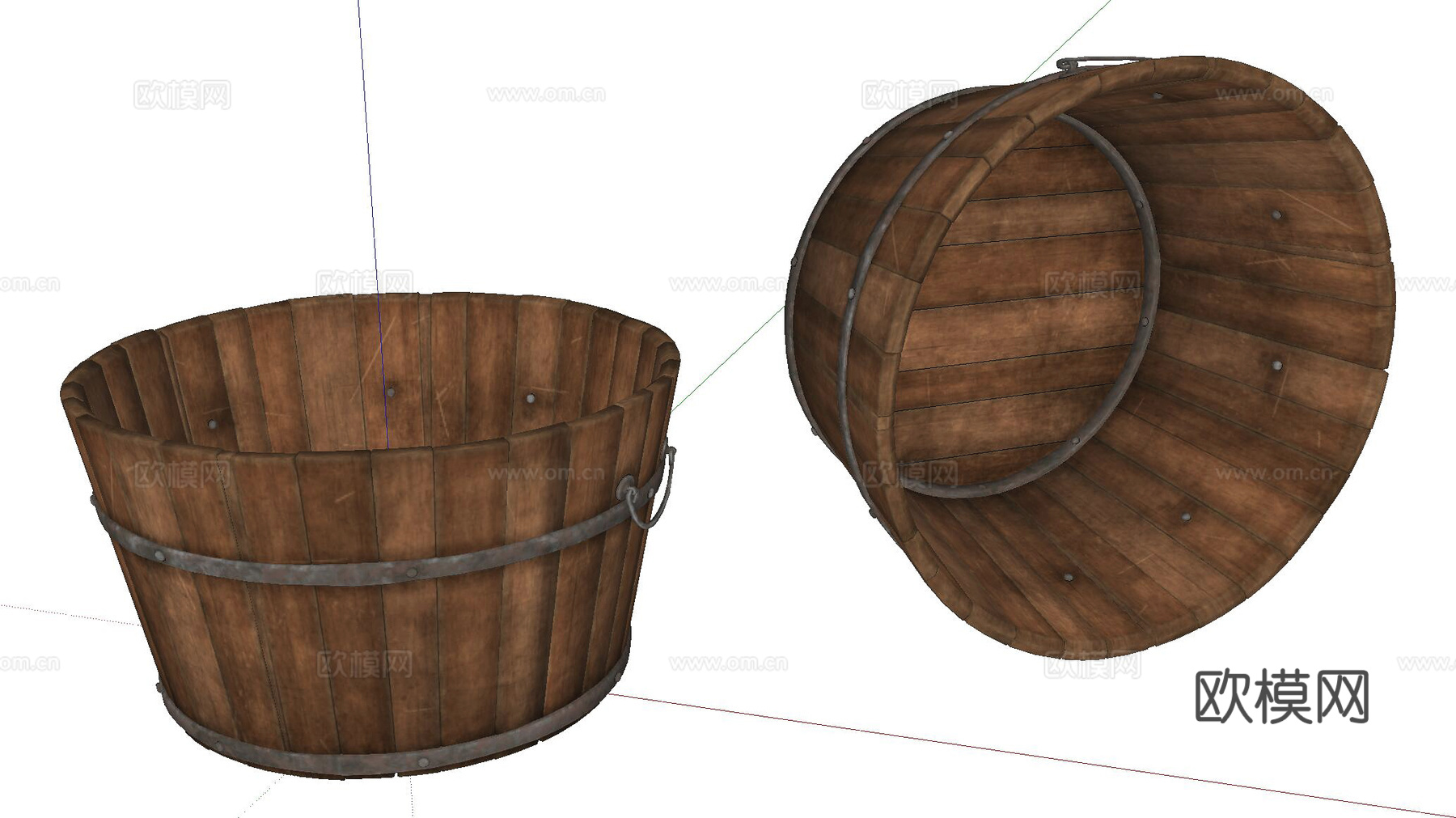 旧木桶su模型