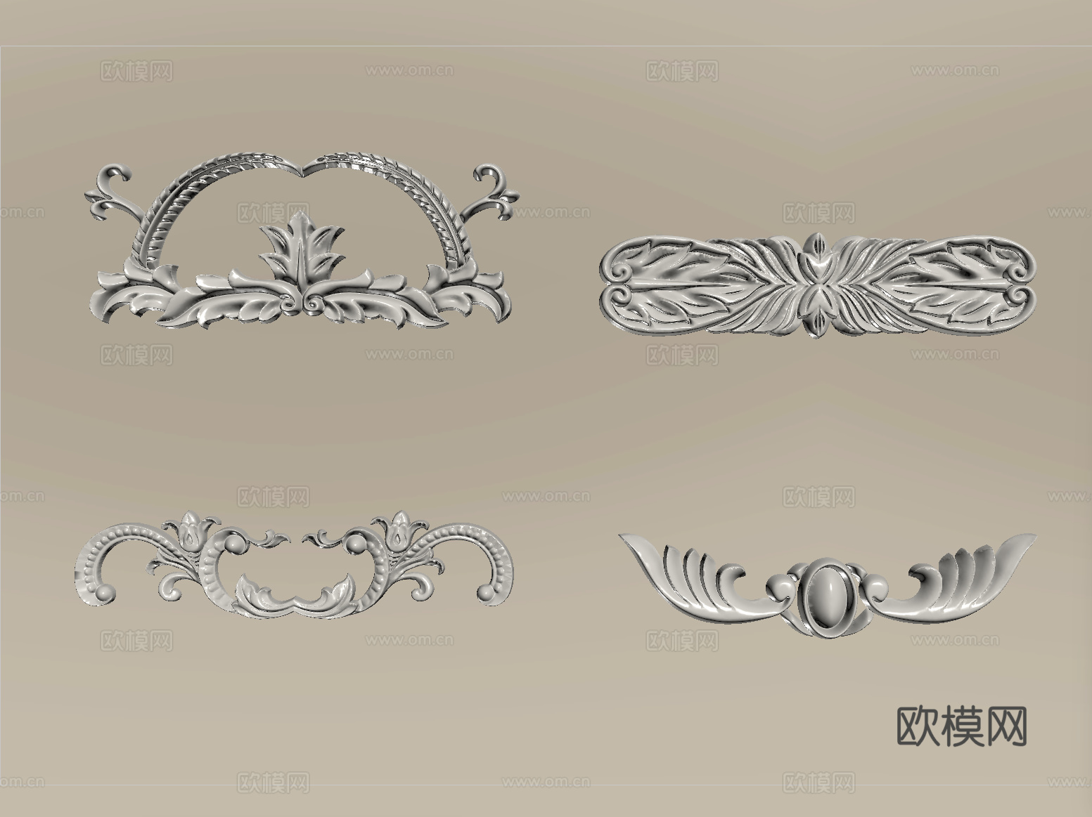 现代石膏雕花组合su模型