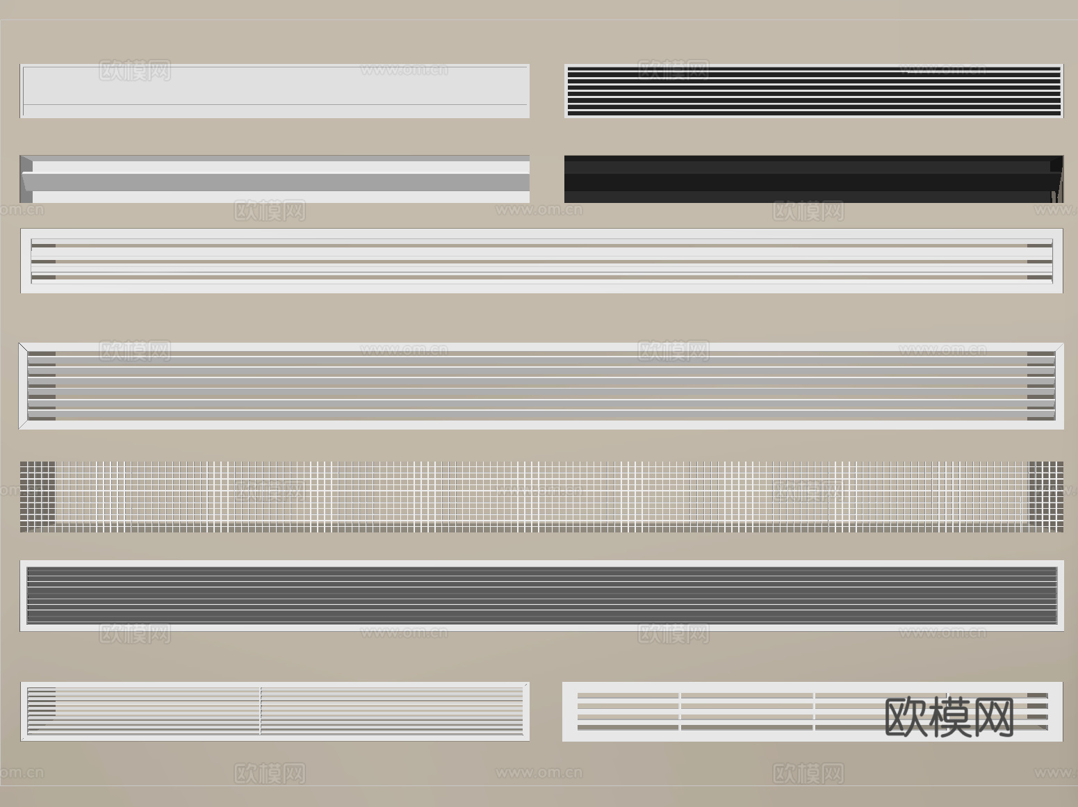 现代空调出风口 中央空调出风口 极窄出风口su模型
