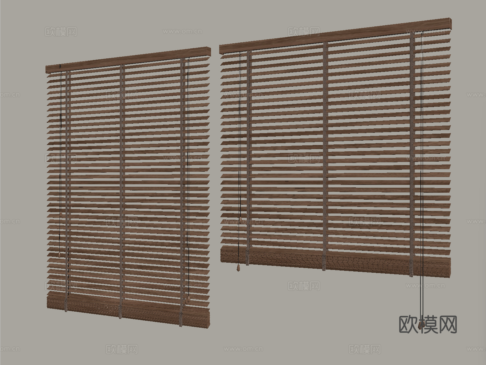 新中式百叶帘 窗帘 卷帘su模型