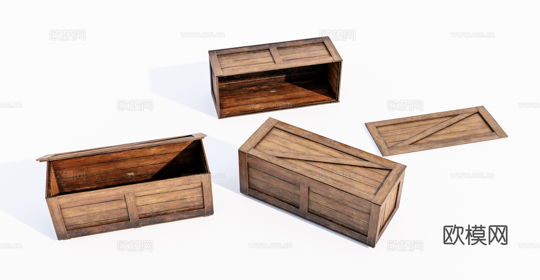 现代旧木箱su模型