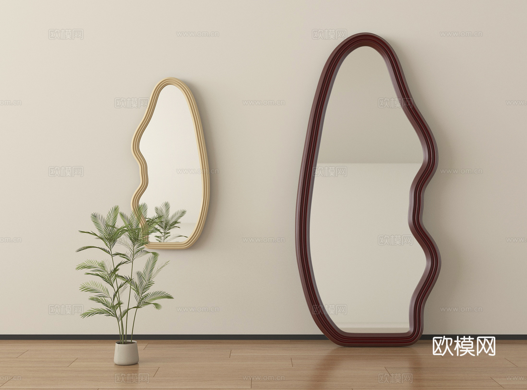中古风镜子 化妆镜 装饰镜 落地镜su模型