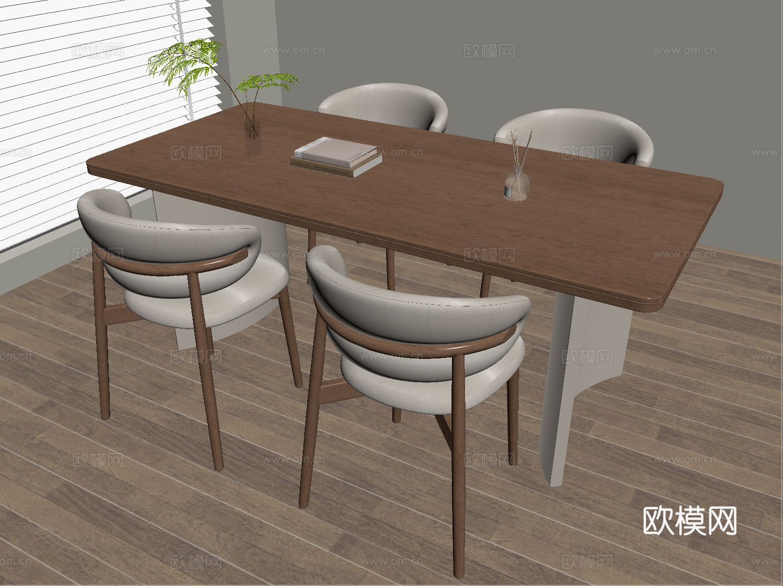 现代餐桌椅 休闲桌椅 实木su模型