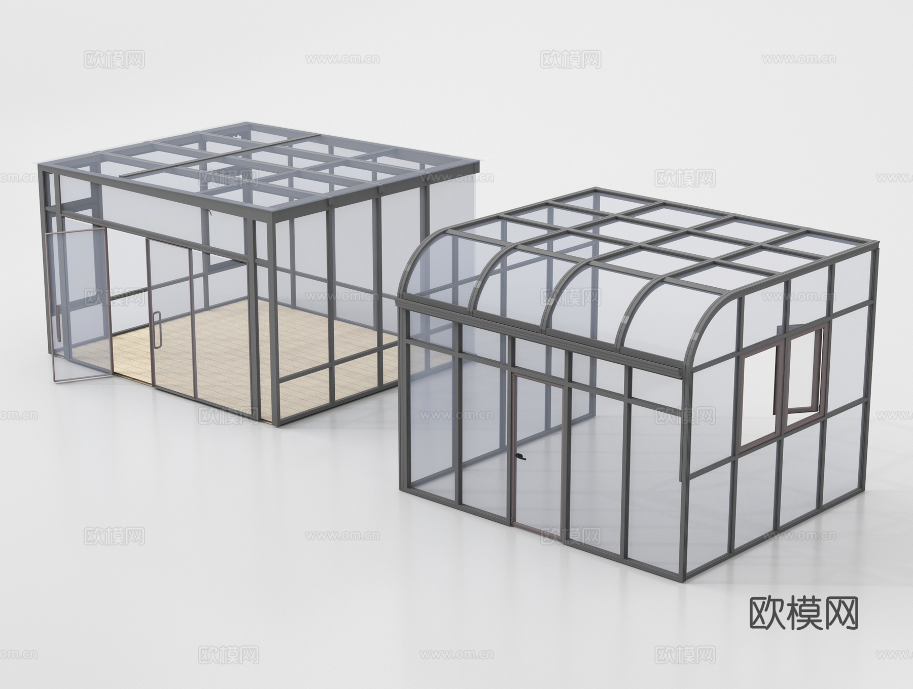 现代阳光房 玻璃房su模型