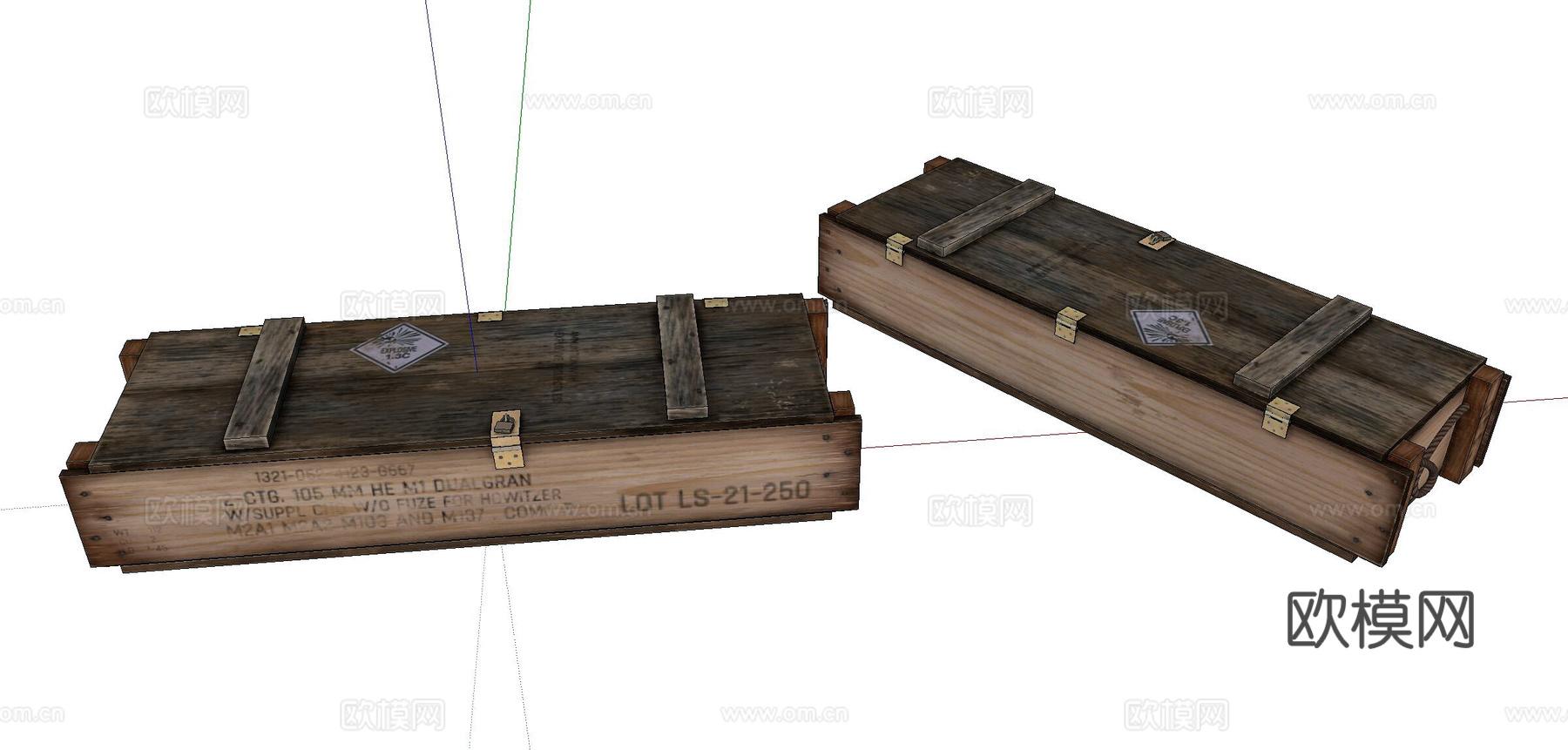 现代旧木箱su模型