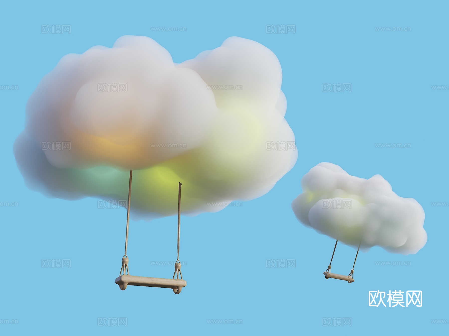 现代秋千 白云秋千 现代美陈秋千 网红打卡点秋千 云朵秋千su模型