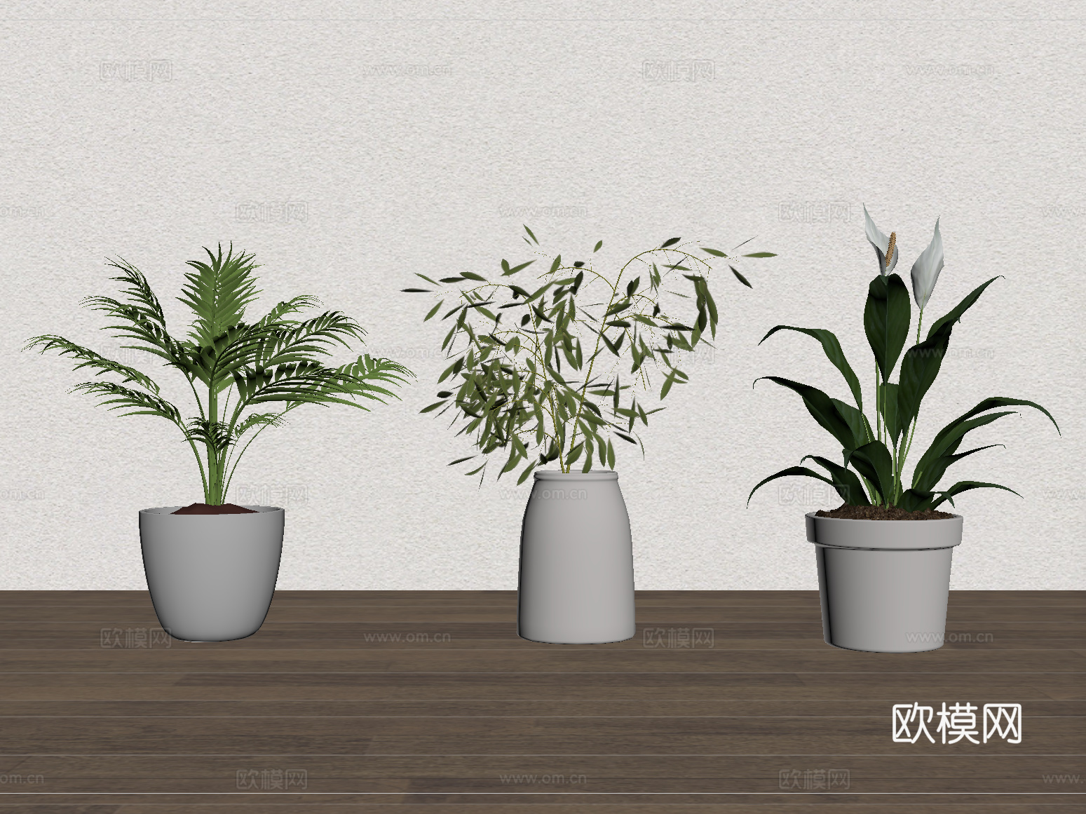 现代绿植 盆栽盆景su模型