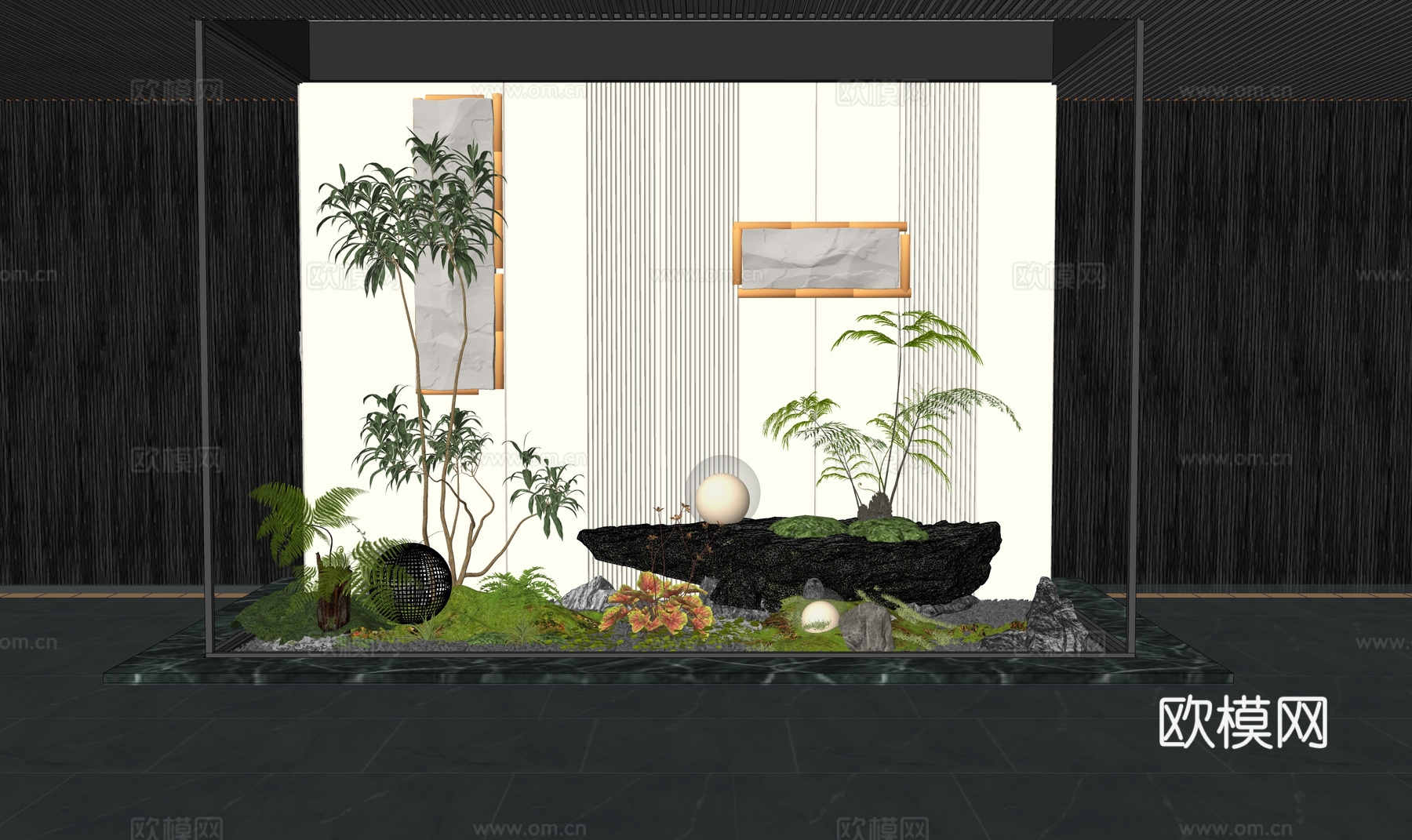 微景观 造景 小品 绿化 花镜 组团su模型