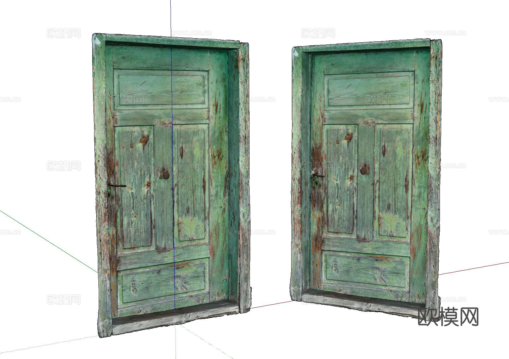 现代旧木门su模型
