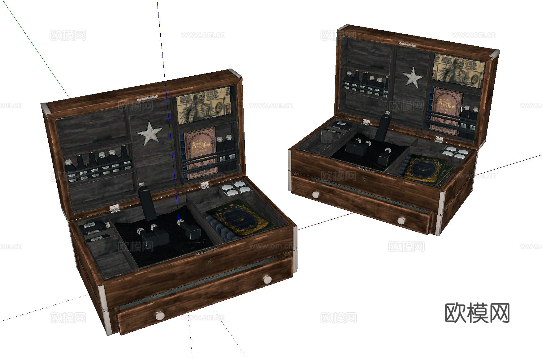 现代旧木箱su模型