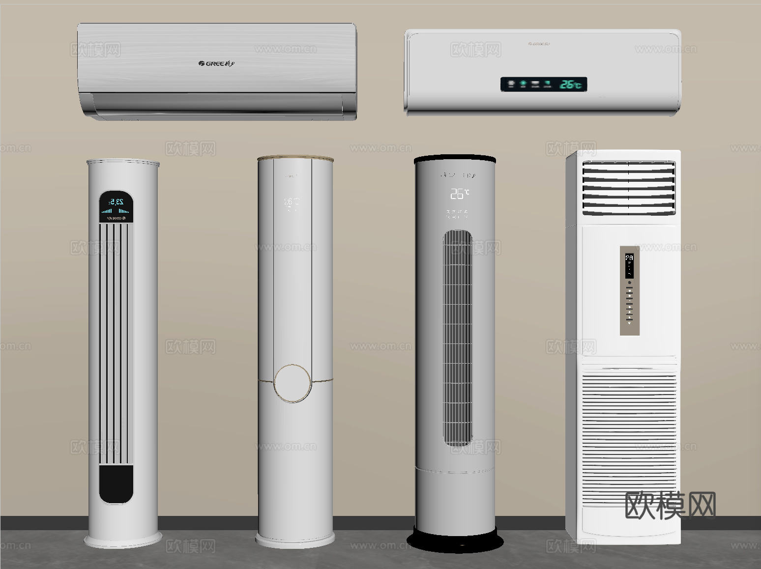现代空调 壁挂式空调 立式空调su模型
